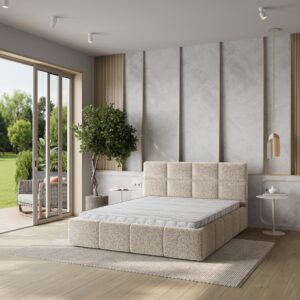 wohnli-moebel-suche-800001281282-1 POLSTERBETT COMO 160x200 cm mit Bettkästen - Beige Holz MASSENO Möbel > Betten > Polsterbetten Beige