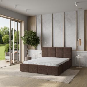 wohnli-moebel-suche-800001281315-1 POLSTERBETT COMO 140x200 cm mit Bettkästen - Braun Holz MASSENO Möbel > Betten > Polsterbetten Braun