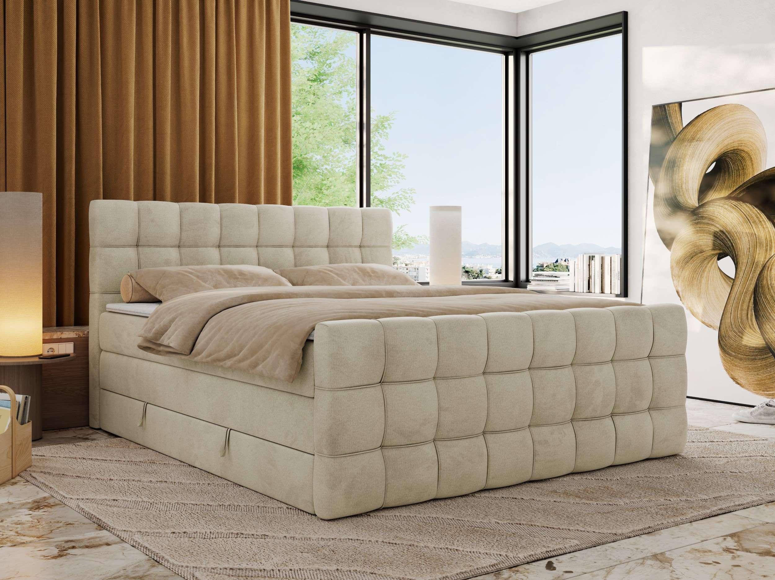 BOXSPRINGBETT ALTIVO KING DUO 120/200 - Beige Velvet - H4 Textil MKS Möbel > Betten > Boxspringbetten Beige