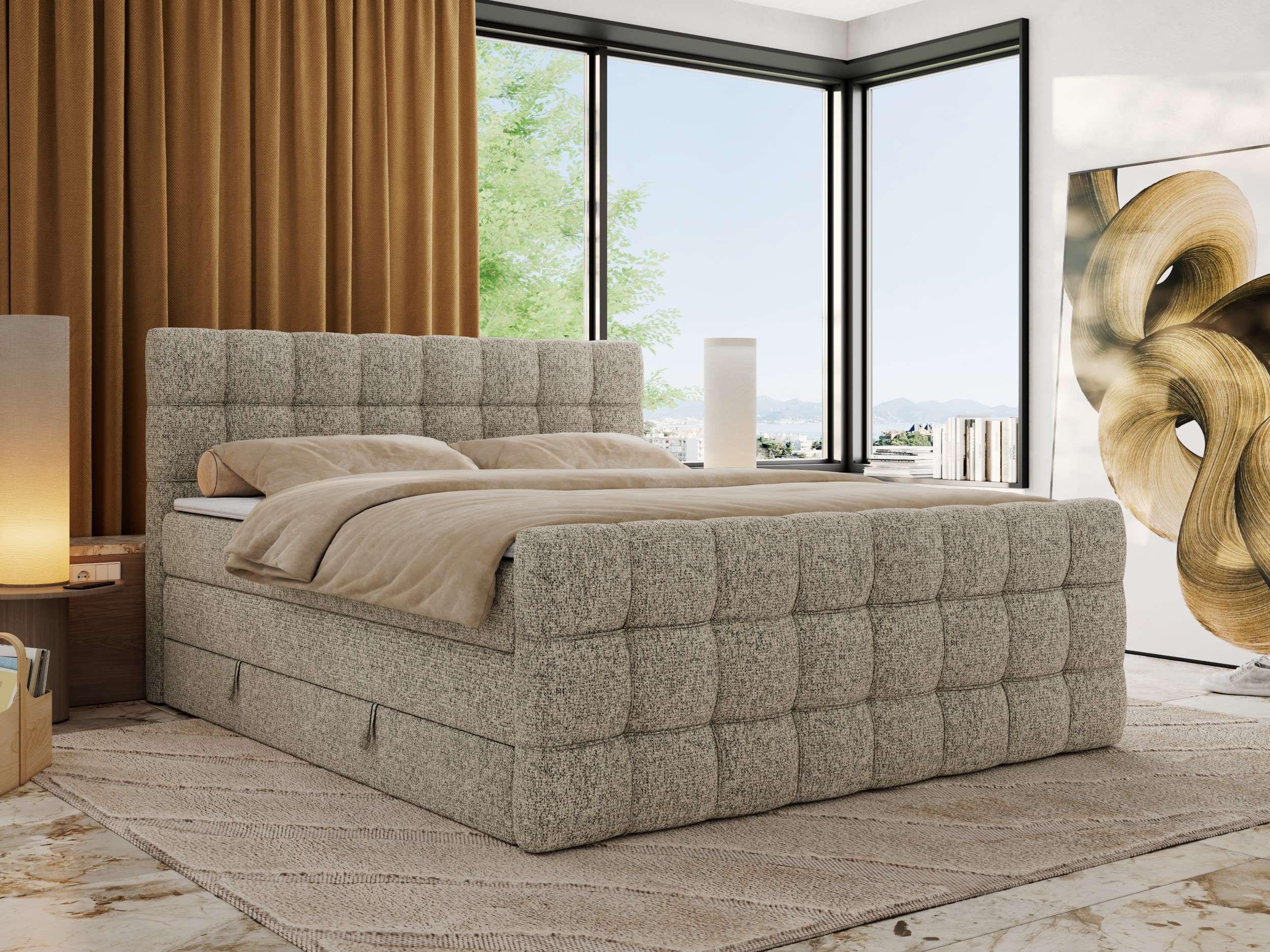 BOXSPRINGBETT ALTIVO KING DUO 120/200 - Dunkelbeige Strukture - H3 Textil MKS Möbel > Betten > Boxspringbetten Taupe