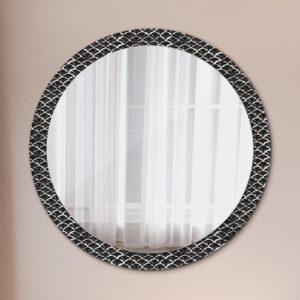 SPIEGEL Rund Ø 100 cm mit Aufdruck Glas Wallfluent Spiegel > Wandspiegel Schwarz