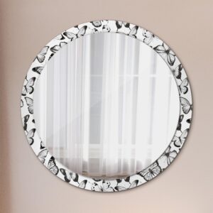 SPIEGEL Rund Ø 100 cm mit Aufdruck Glas Wallfluent Spiegel > Wandspiegel Schwarz