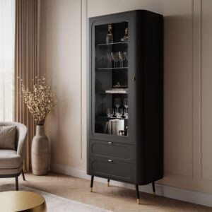 wohnli-moebel-suche-800001286711-1 VITRINE SHADOW verglast mit Regalböden Holzwerkstoff Lookway Möbel > Schränke > Vitrinen Schwarz