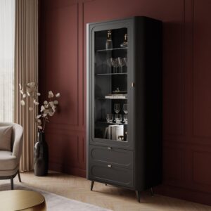 wohnli-moebel-suche-800001289659-1 VITRINE SHADOW II verglast mit Regalböden Holzwerkstoff Lookway Möbel > Schränke > Vitrinen Schwarz