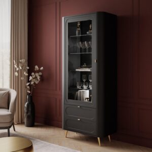 wohnli-moebel-suche-800001289660-1 VITRINE SHADOW II verglast mit Regalböden Holzwerkstoff Lookway Möbel > Schränke > Vitrinen Schwarz