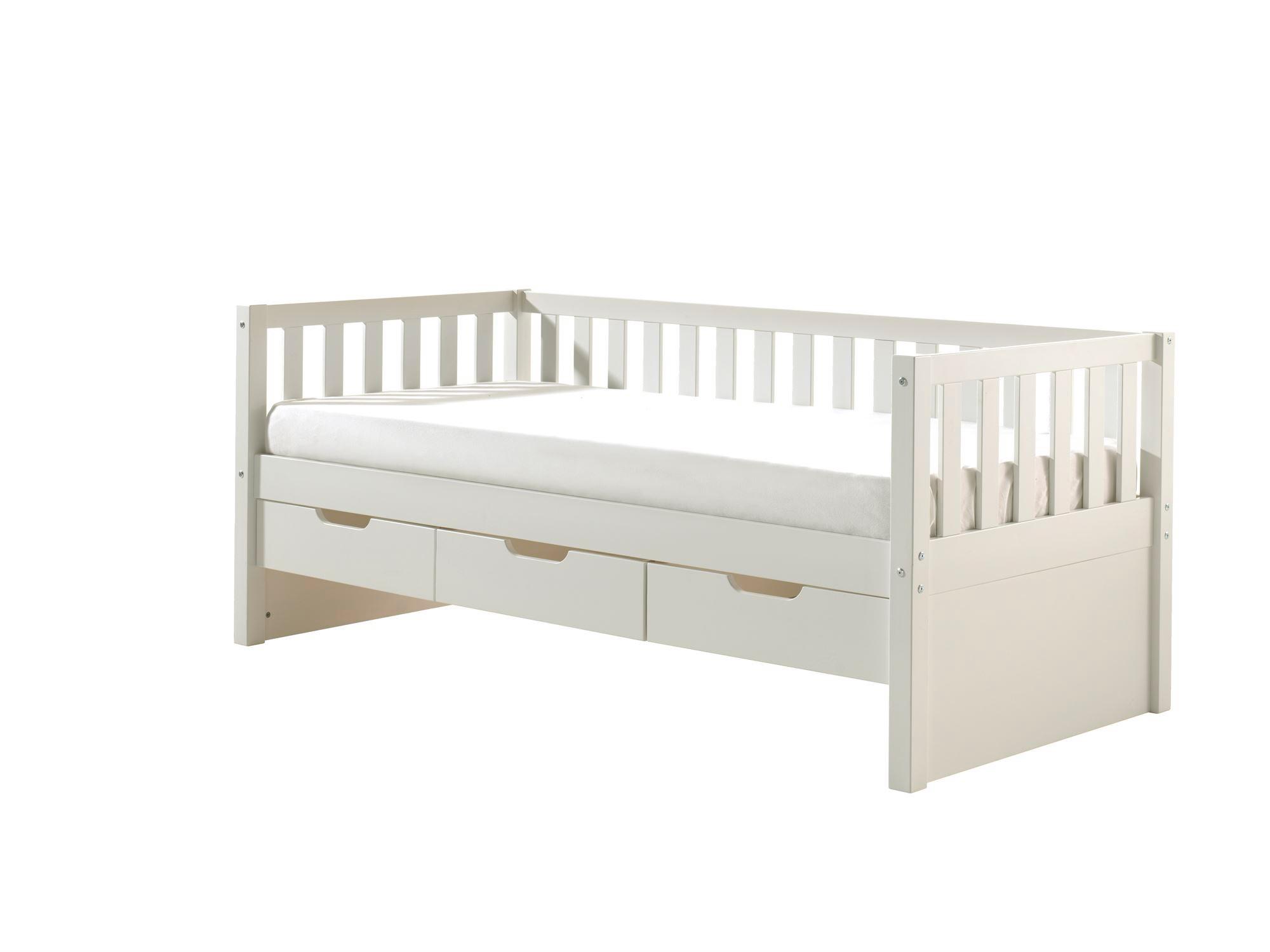 KOJENBETT mit Schubladen Karena 211x86x98 aus Massivholz in Weiß Holz 58aufmkessel Möbel > Betten Weiß