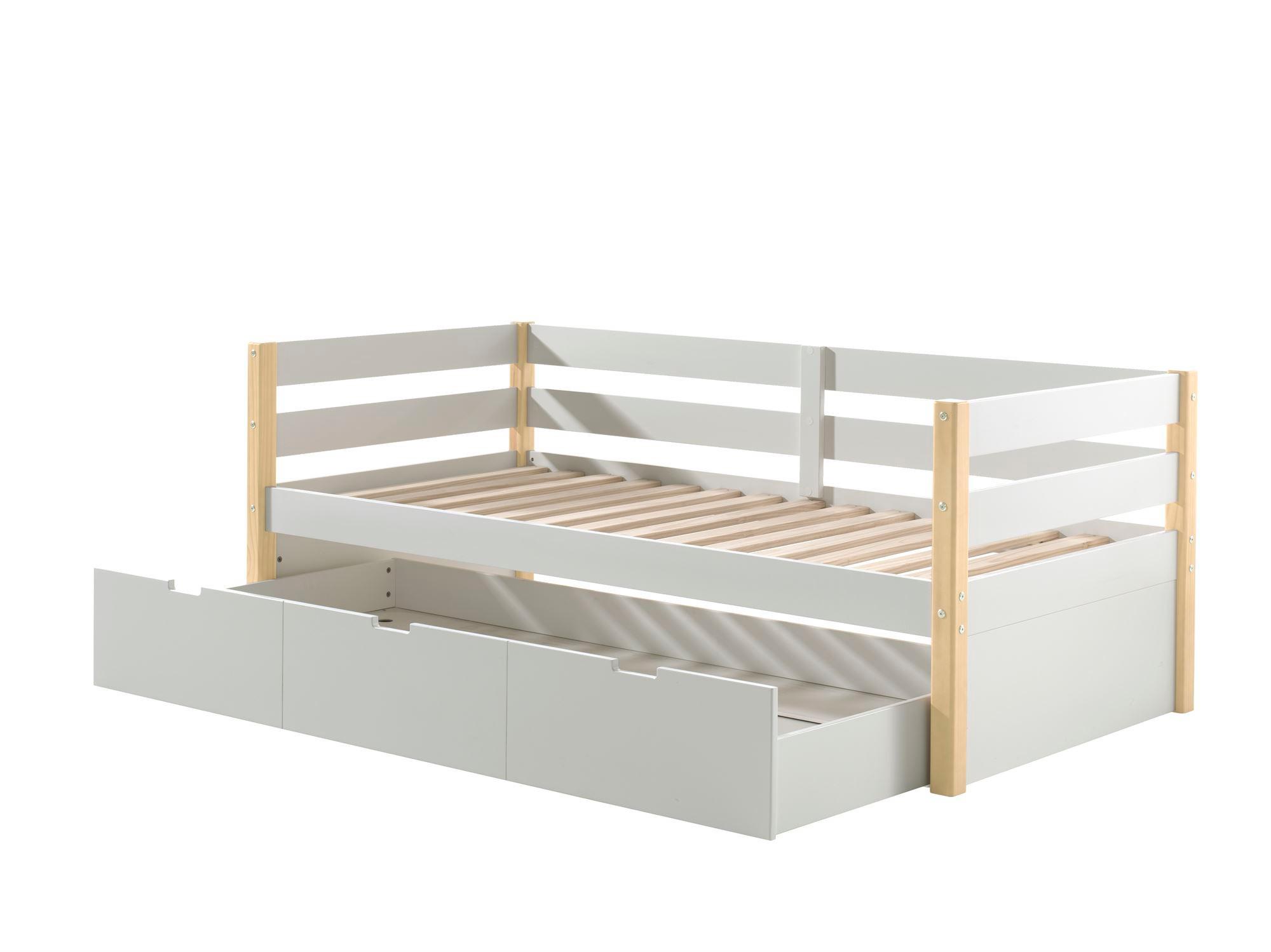 KOJENBETT mit Schubladen Karissa 211x77x98 Massivholz+MDF Weiß/natur Holz 58aufmkessel Möbel > Betten Weiß