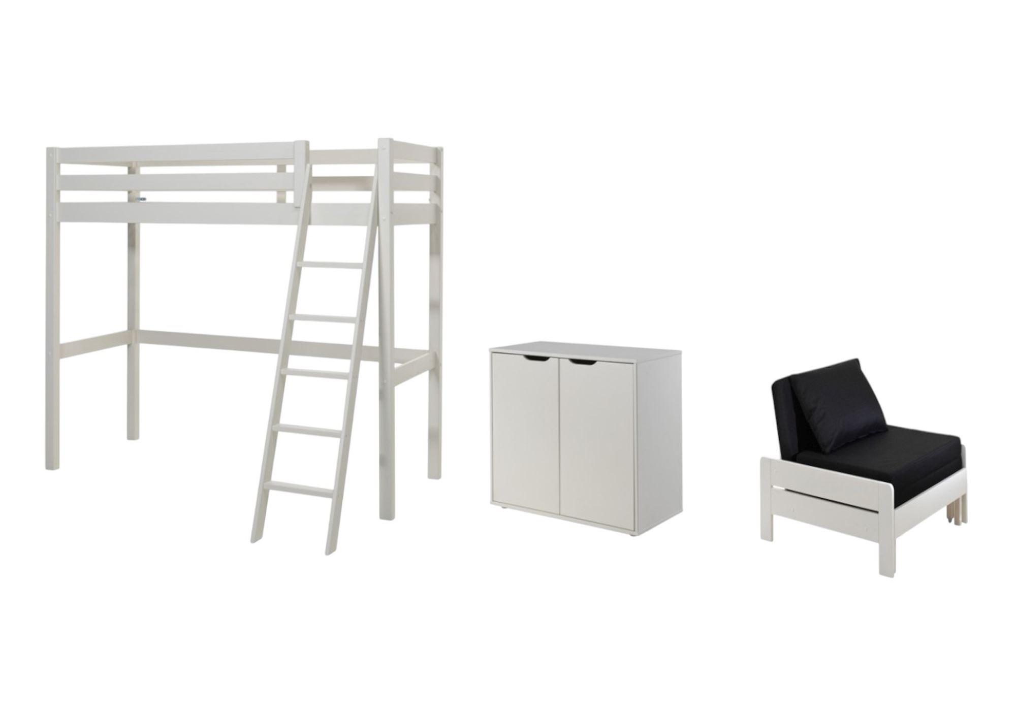 wohnli-moebel-suche-800001291804 Wohnli Möbelsuche - HOCHBETT Katherine 209x190x165 mit Kommode und Bettsessel Holz Weiß