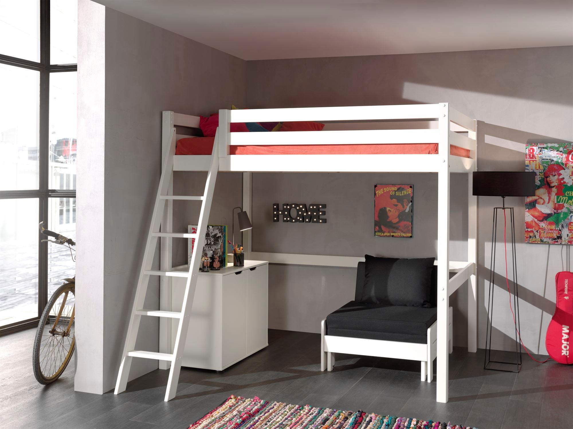 HOCHBETT Katheryn 209x190x215 mit Kommode und Bettsessel Holz Weiß Holz 58aufmkessel Möbel > Betten > Hoch- und Etagenbetten > Hochbetten Weiß