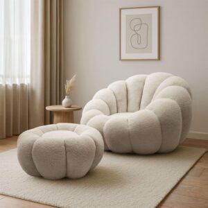 wohnli-moebel-suche-800001293942-1 DREHSESSEL FLUFFY mit Fußstütze Textil Lookway Möbel > Sessel > Polstersessel Beige