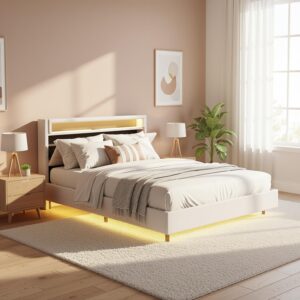 wohnli-moebel-suche-800001294447-1 POLSTERBETT 140x200 cm in Leinen-Optik Beige Textil Urban Meuble Möbel > Betten Beige