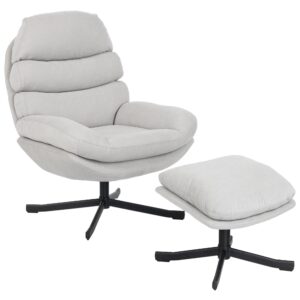 wohnli-moebel-suche-800001295953 Wohnli Möbelsuche - RELAXSESSEL mit Hocker Sessel Loungesessel mit Chenille-Optik Cremeweiß