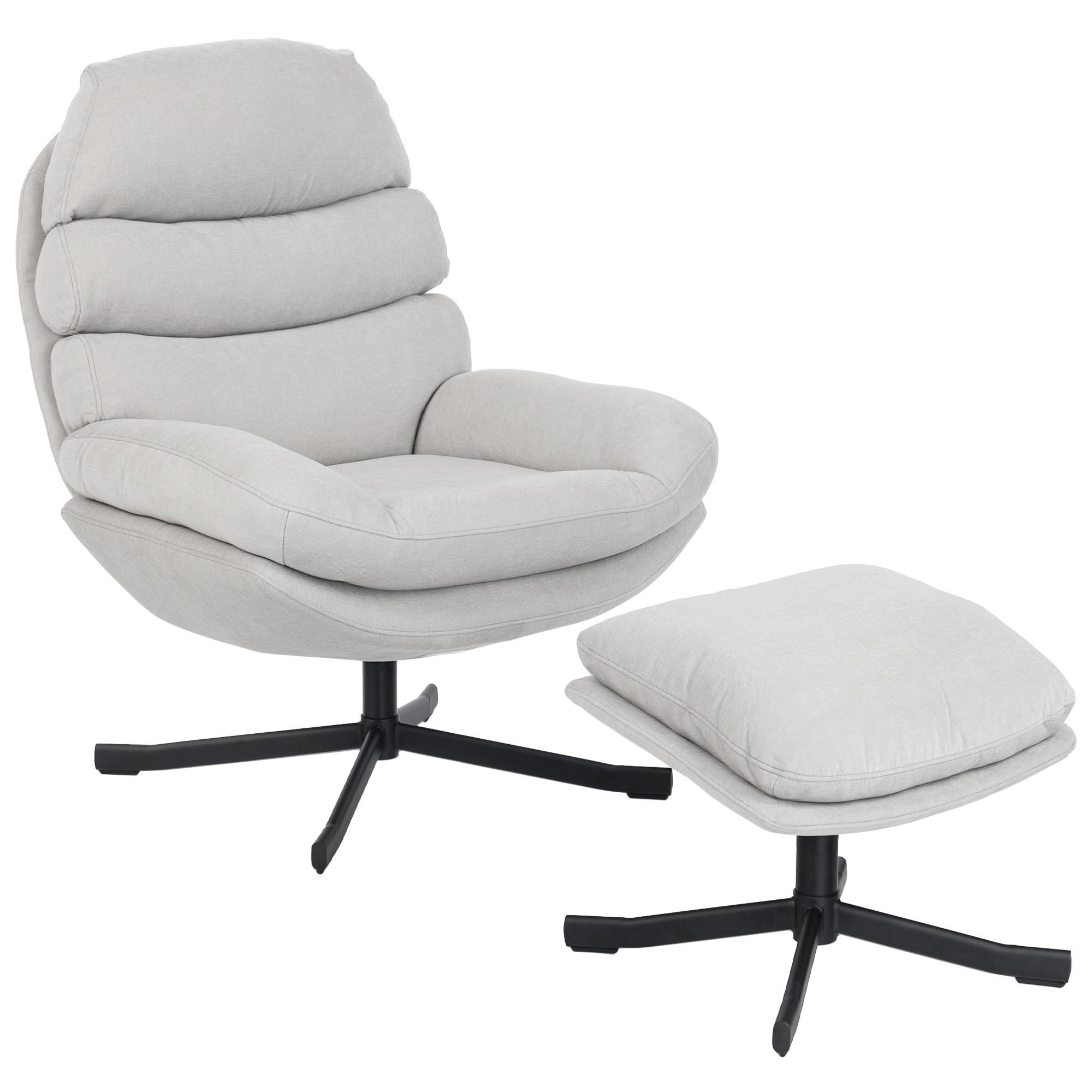 wohnli-moebel-suche-800001295953 Wohnli Möbelsuche - RELAXSESSEL mit Hocker Sessel Loungesessel mit Chenille-Optik Cremeweiß