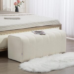 HOCKERBANK Cremeweiß Textil HOMCOM Möbel > Bänke > Sitzbänke Weiß
