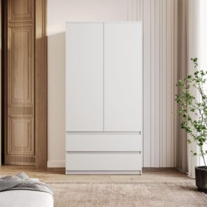 SCHRANK HANA SS-90 Weiß Holzwerkstoff Lookway Möbel > Schränke > Kleiderschränke Weiß