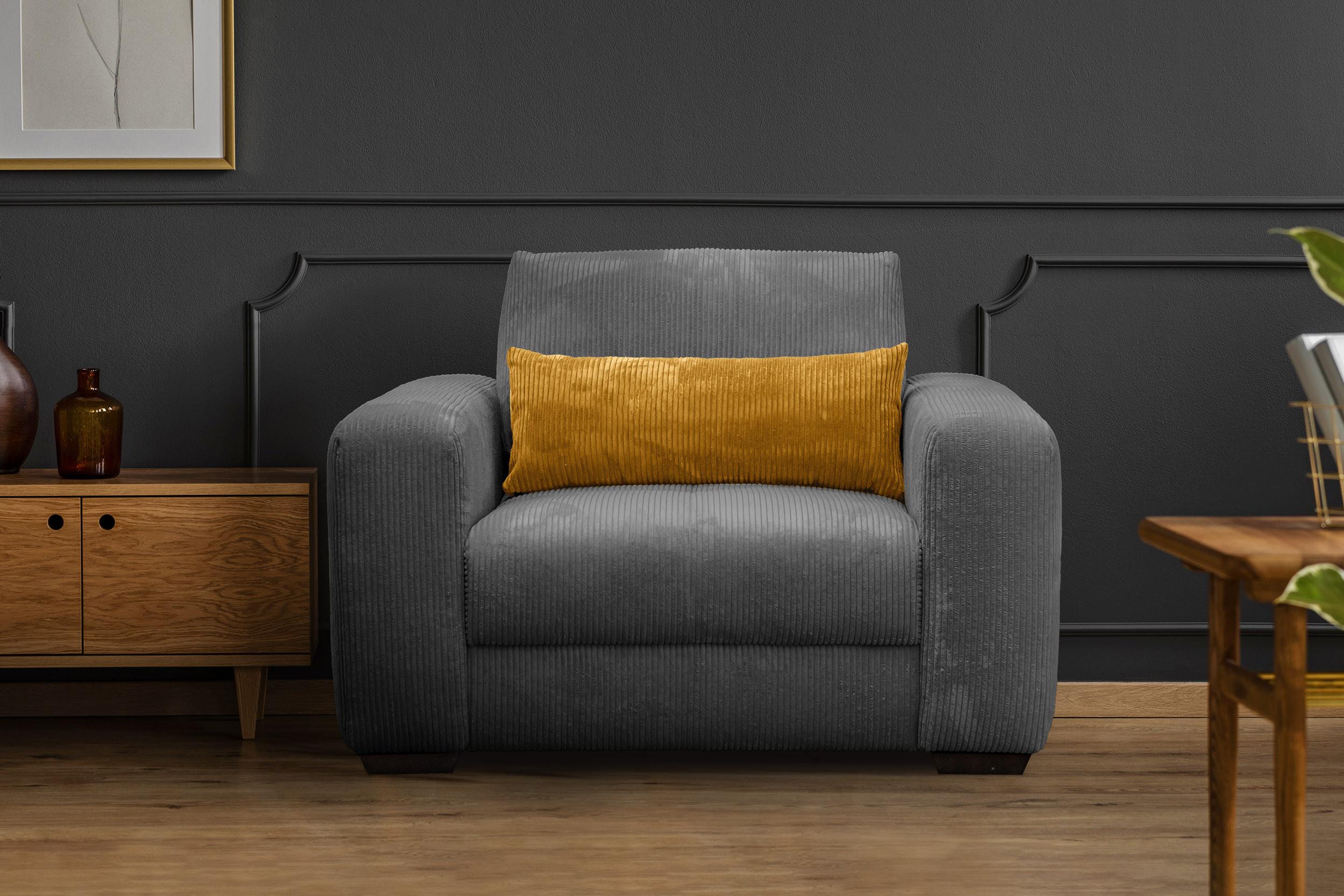 SESSEL OLI in Cordstoff dunkelgrau Textil Wozimo Möbel > Sessel > Polstersessel Grau