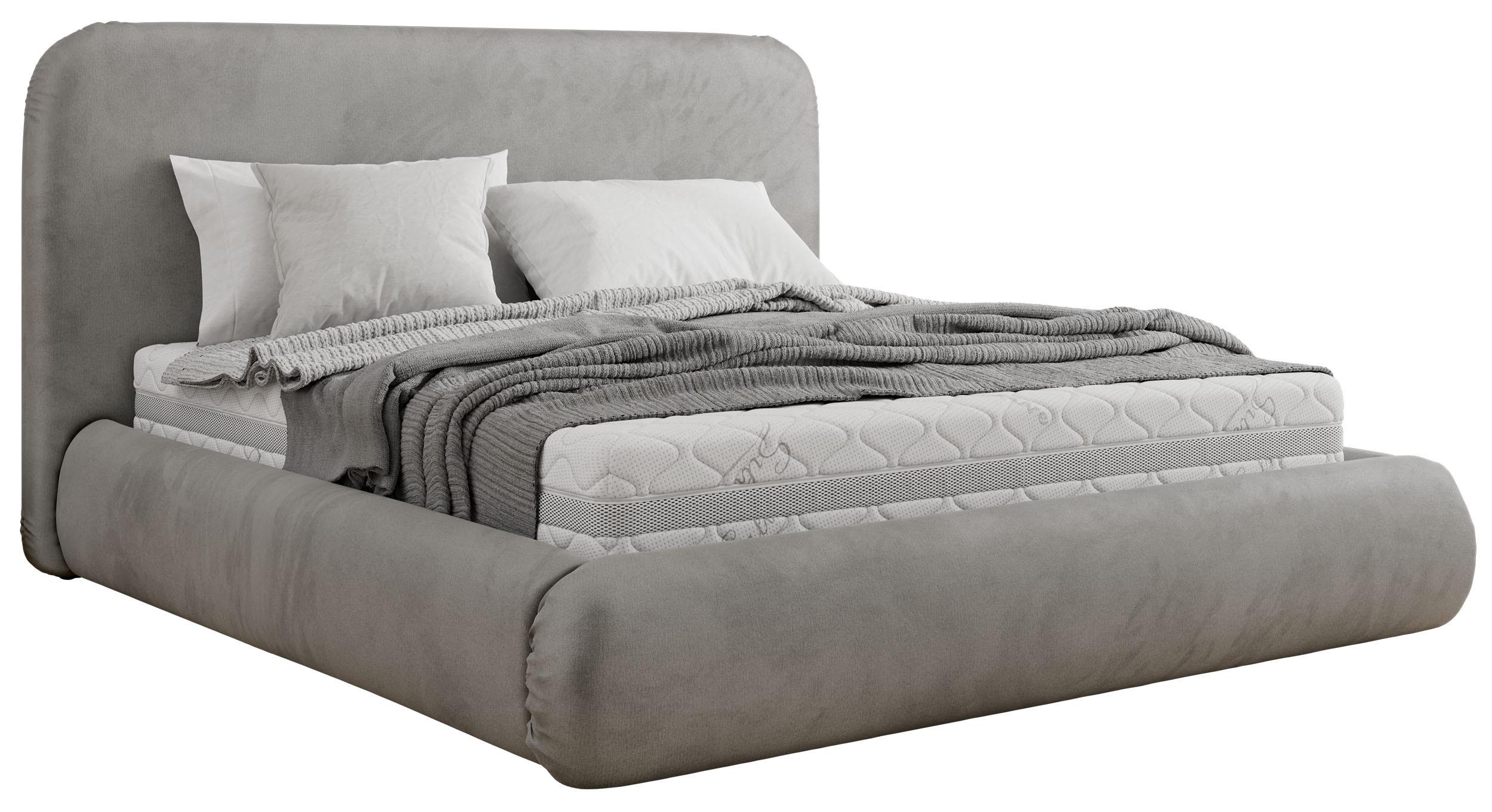 Wohnli Möbelsuche - POLSTERBETT BENEA CLASSIC 140/200 - Hellgrau Velvet - Schaum-Matratze