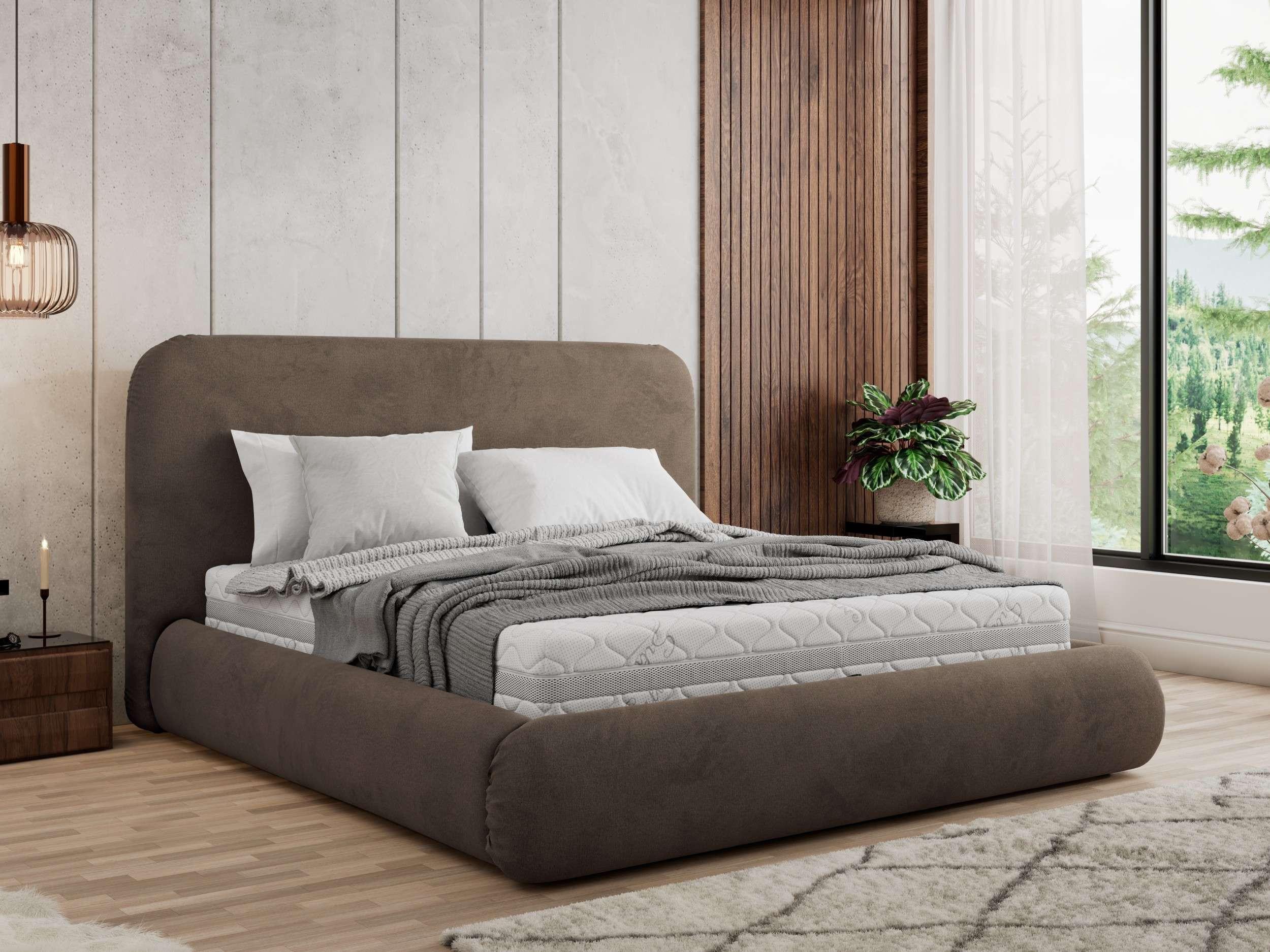 wohnli-moebel-suche-800001298927-1 POLSTERBETT BENEA CLASSIC 140/200 - Braun Velvet - Schaum-Matratze Textil MKS Möbel > Betten > Polsterbetten Braun