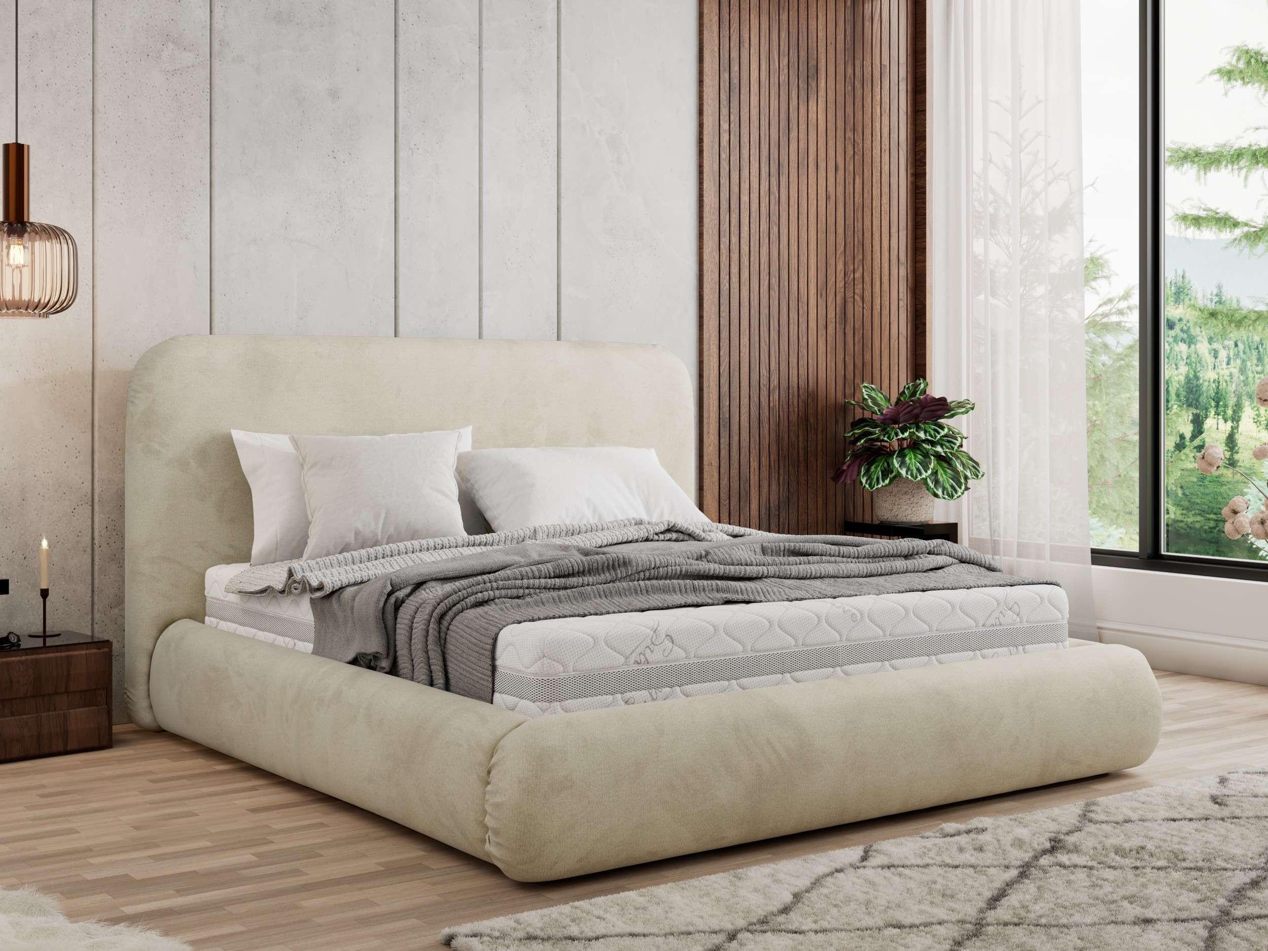 POLSTERBETT BENEA CLASSIC 140/200 - Beige Velvet - Schaum-Matratze Textil MKS Möbel > Betten > Polsterbetten Beige