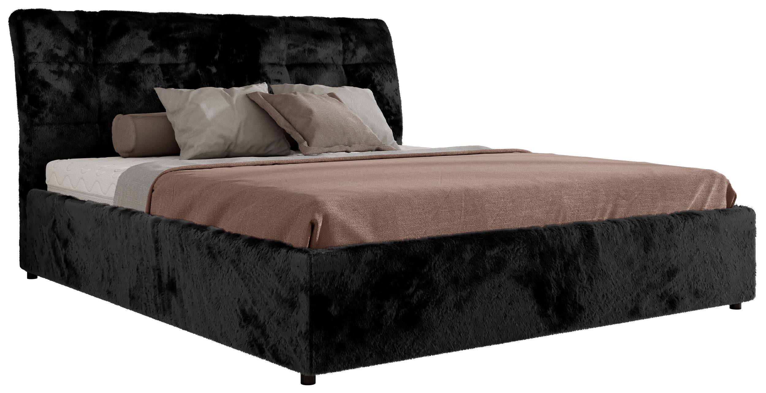 Wohnli Möbelsuche - POLSTERBETT GALA CLASSIC 200/200 - Schwarz Plüsch - Multipocket-Matratze