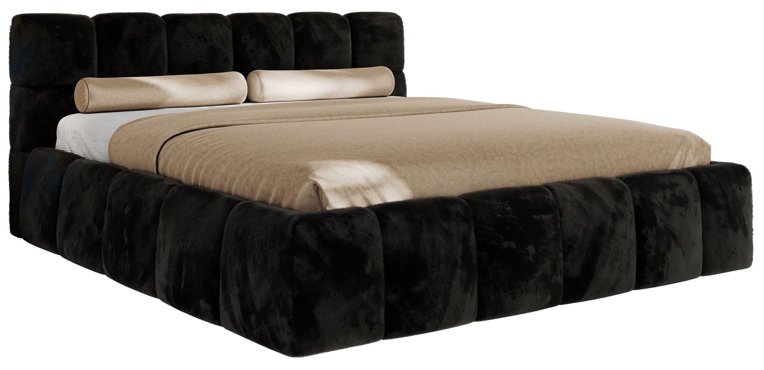 wohnli-moebel-suche-800001299103 Wohnli Möbelsuche - POLSTERBETT NIRA CLASSIC 180/200 - Schwarz Plüsch - Multipocket-Matratze