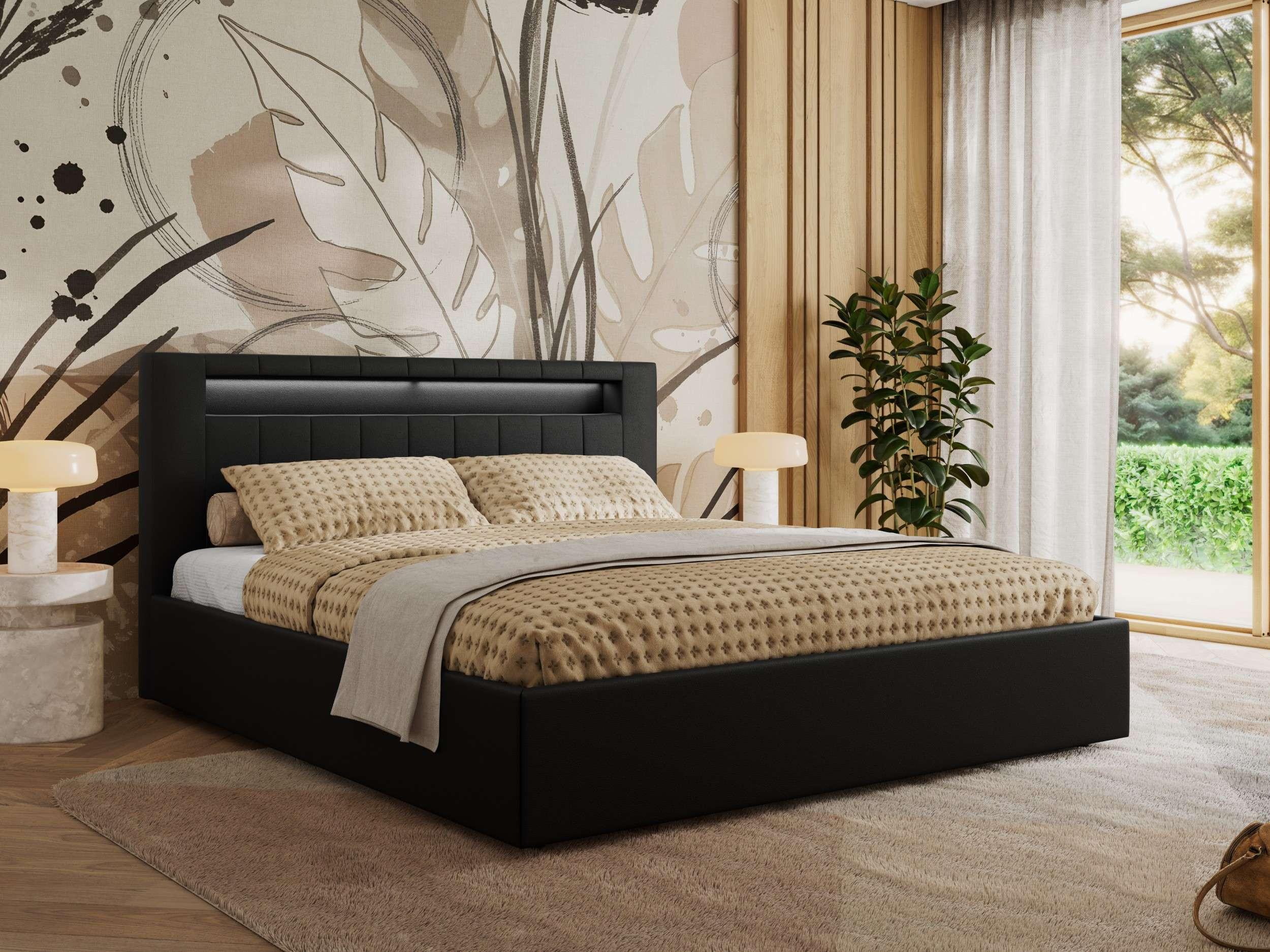 wohnli-moebel-suche-800001299189 Wohnli Möbelsuche - POLSTERBETT GOLD 5 CLASSIC 180/200 - Schwarz Kunstleder - Multipocket-Matratze