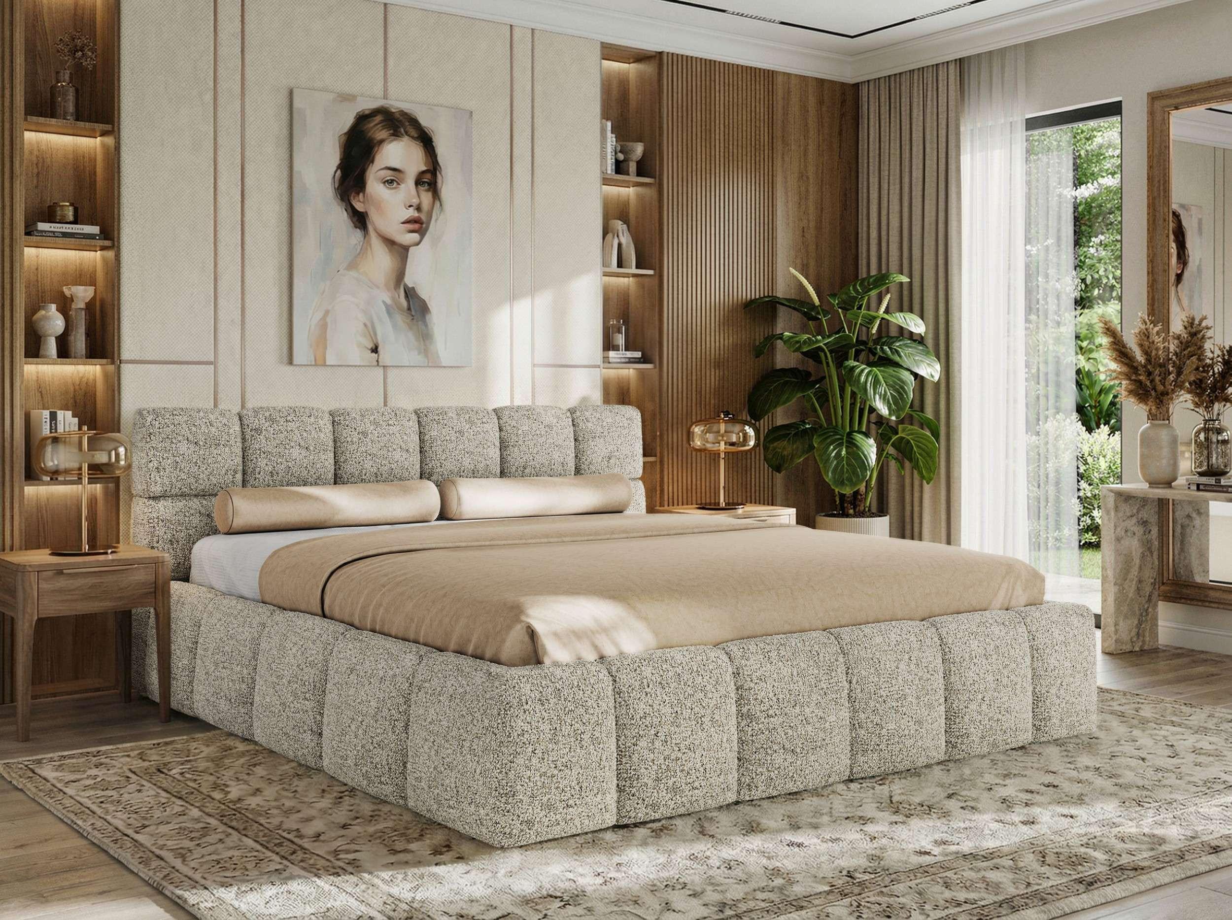 wohnli-moebel-suche-800001299284-1 POLSTERBETT NIRA CLASSIC 200/200 - Beige Strukture - Pocket-Matratze Textil MKS Möbel > Betten > Polsterbetten Beige