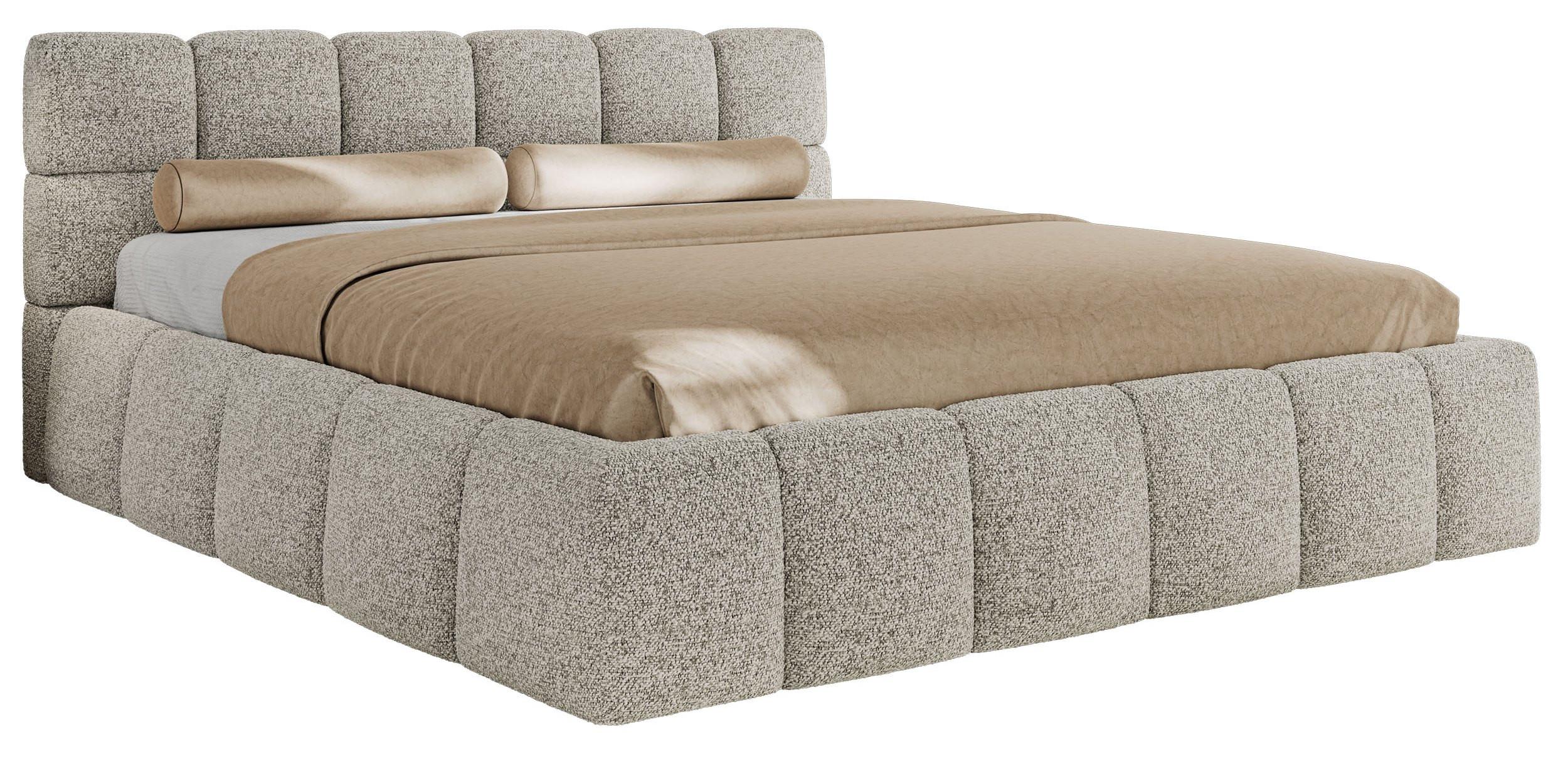 wohnli-moebel-suche-800001299354 Wohnli Möbelsuche - POLSTERBETT NIRA CLASSIC 200/200 - Hellgrau Strukture - Multipocket-Matratze