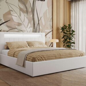 Wohnli Möbelsuche - POLSTERBETT GOLD 5 CLASSIC 180/200 - Weiß Kunstleder - Pocket-Matratze