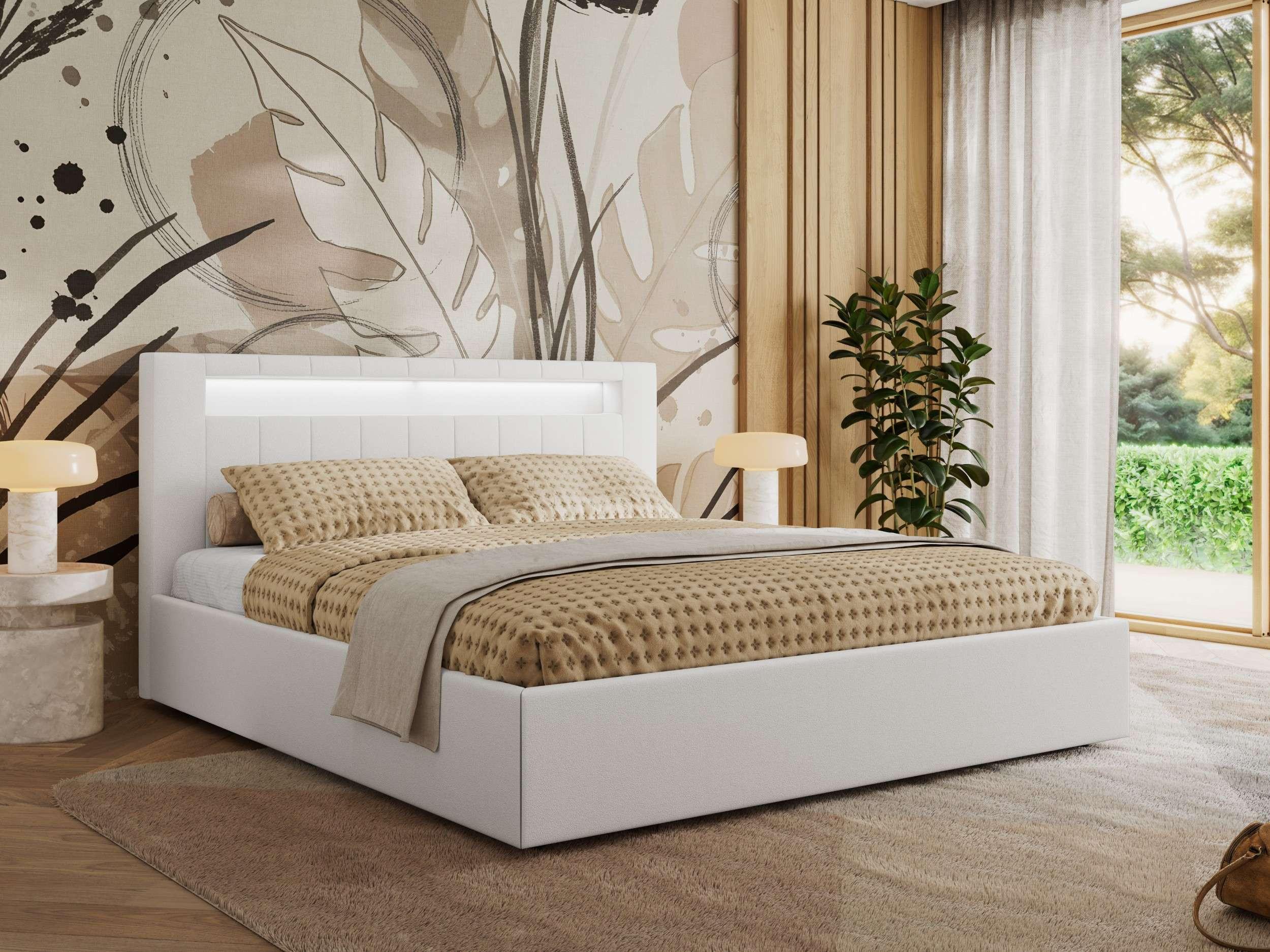 wohnli-moebel-suche-800001299404 Wohnli Möbelsuche - POLSTERBETT GOLD 5 CLASSIC 180/200 - Weiß Kunstleder - ohne Matratze