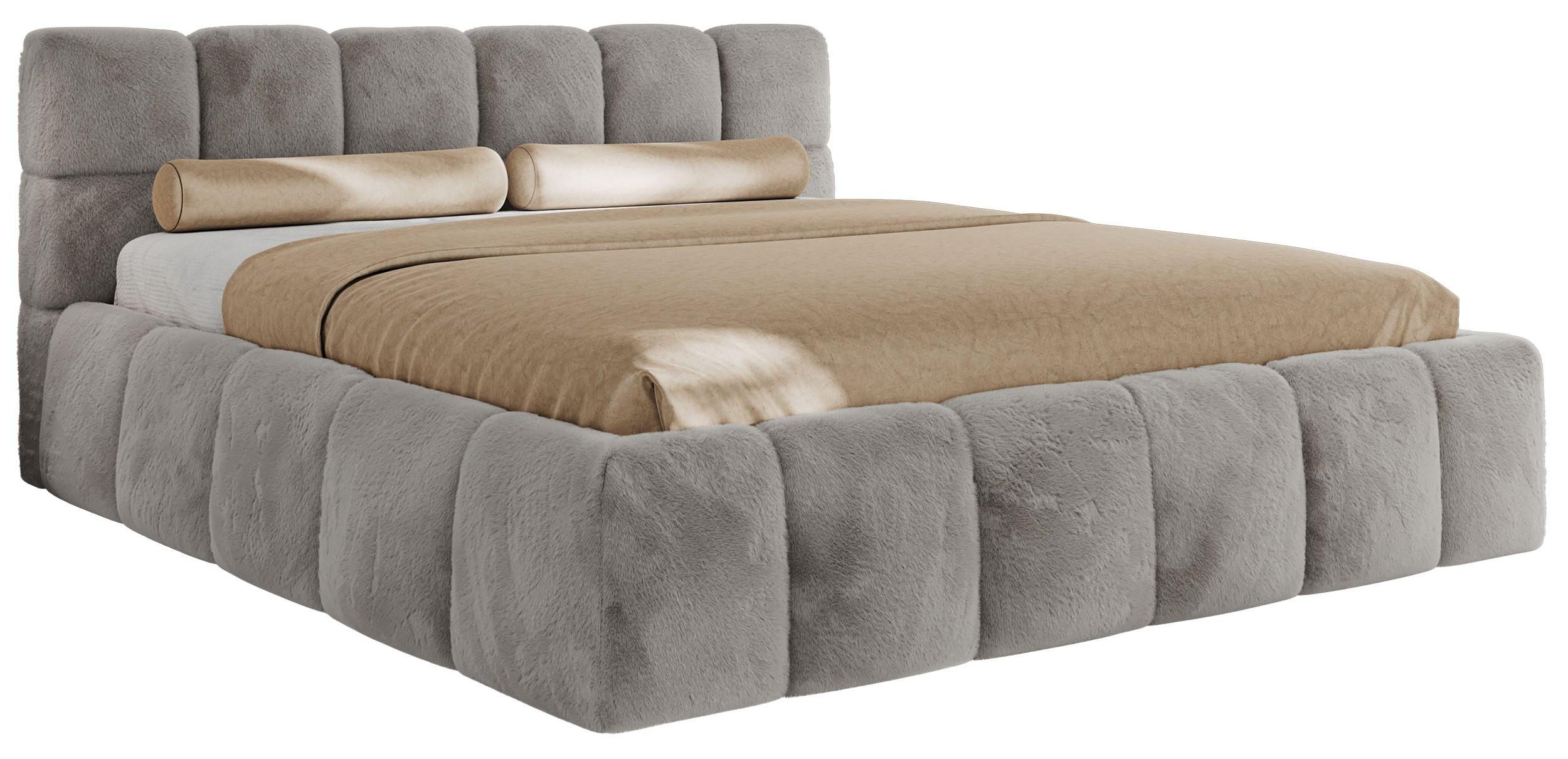 wohnli-moebel-suche-800001299409 Wohnli Möbelsuche - POLSTERBETT NIRA CLASSIC 200/200 - Hellgrau Plüsch - Multipocket-Matratze
