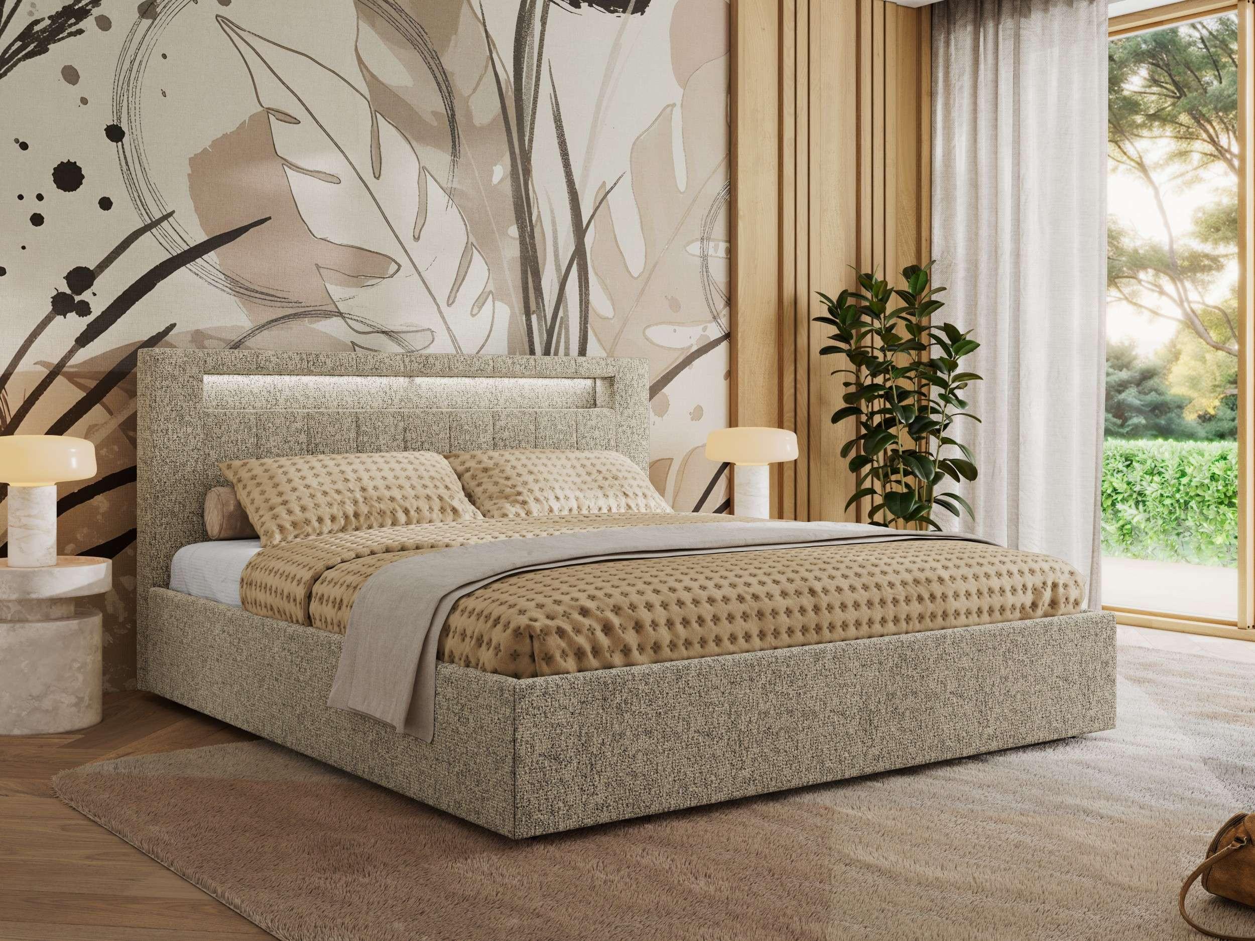 wohnli-moebel-suche-800001299412 Wohnli Möbelsuche - POLSTERBETT GOLD 5 CLASSIC 200/200 - Dunkelbeige Strukture - ohne Matratze