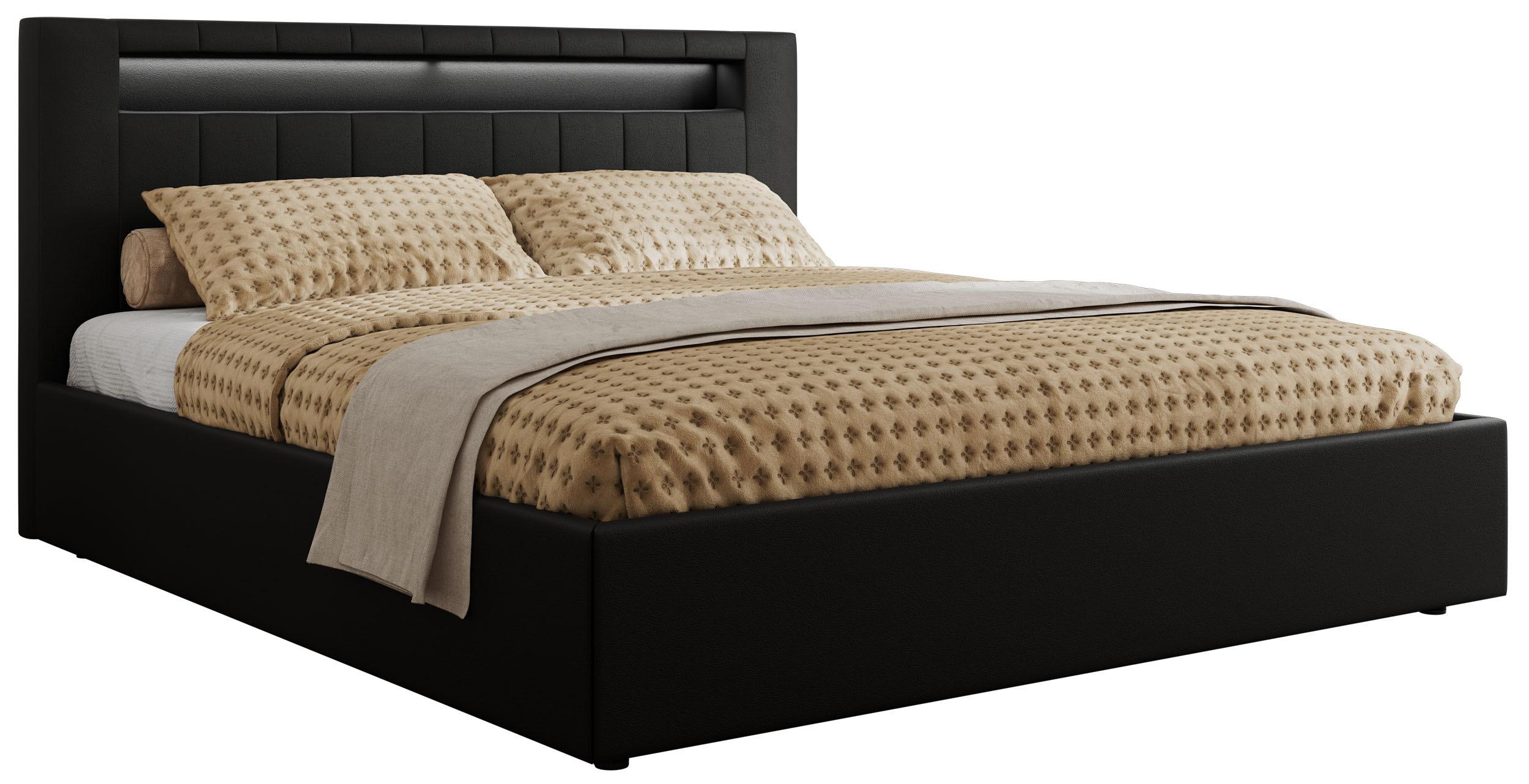 wohnli-moebel-suche-800001299414-1 POLSTERBETT GOLD 5 CLASSIC 160/200 - Schwarz Kunstleder - Pocket-Matratze Textil MKS Möbel > Betten > Polsterbetten Schwarz