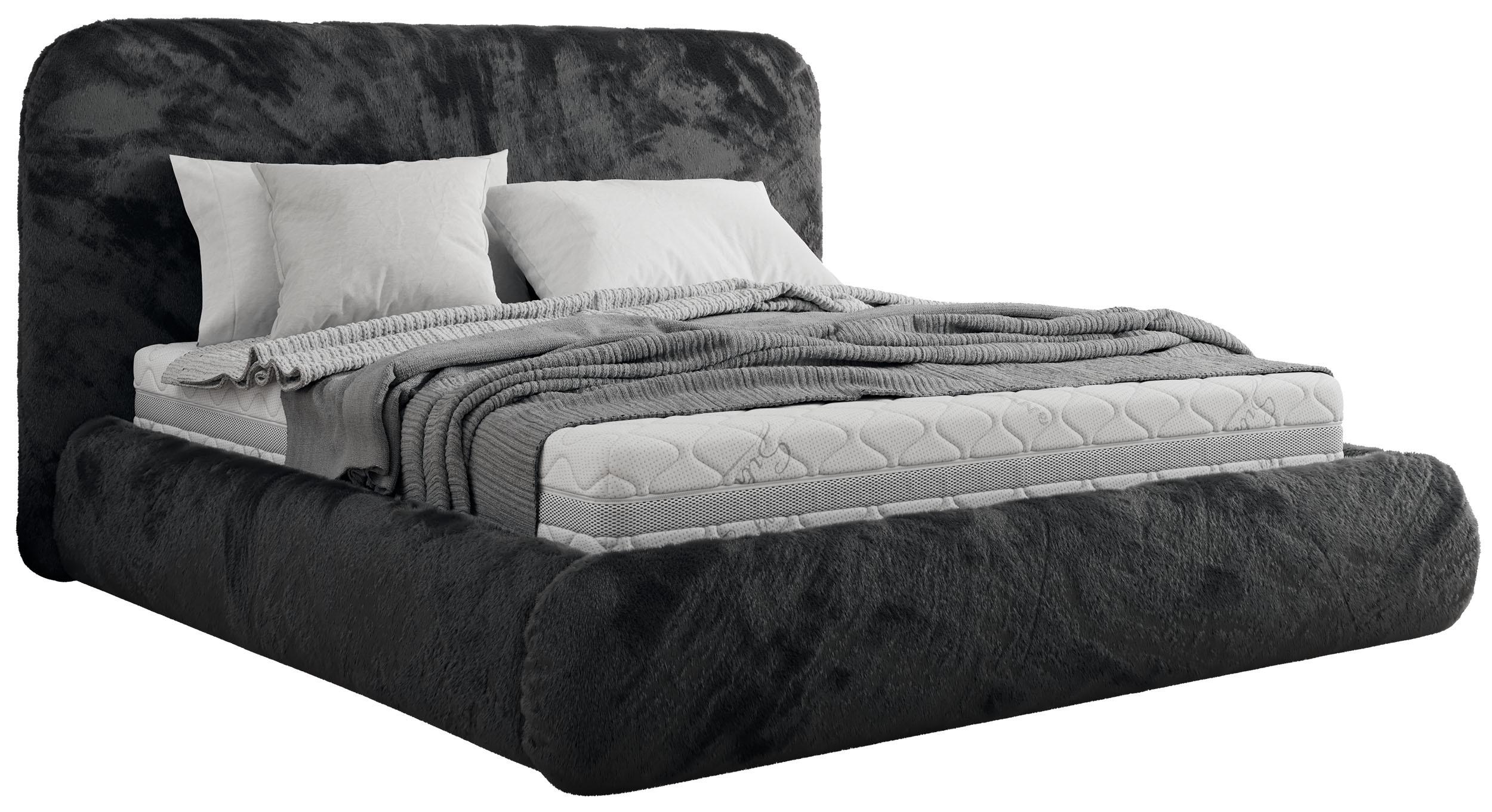 wohnli-moebel-suche-800001299432 Wohnli Möbelsuche - POLSTERBETT BENEA CLASSIC 140/200 - Dunkelgrau Plüsch - Schaum-Matratze