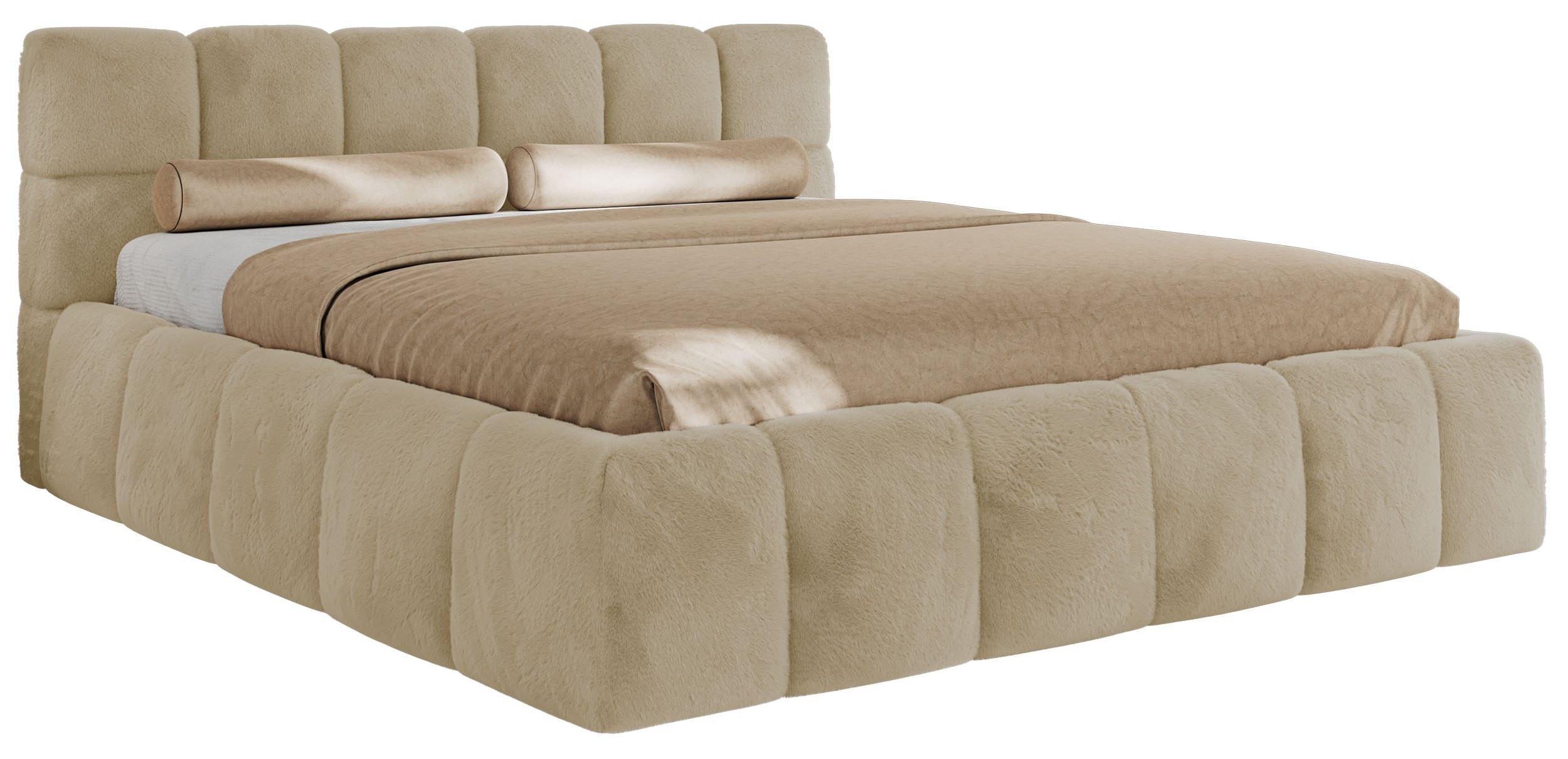 wohnli-moebel-suche-800001299435 Wohnli Möbelsuche - POLSTERBETT NIRA CLASSIC 180/200 - Creme Plüsch - Schaum-Matratze