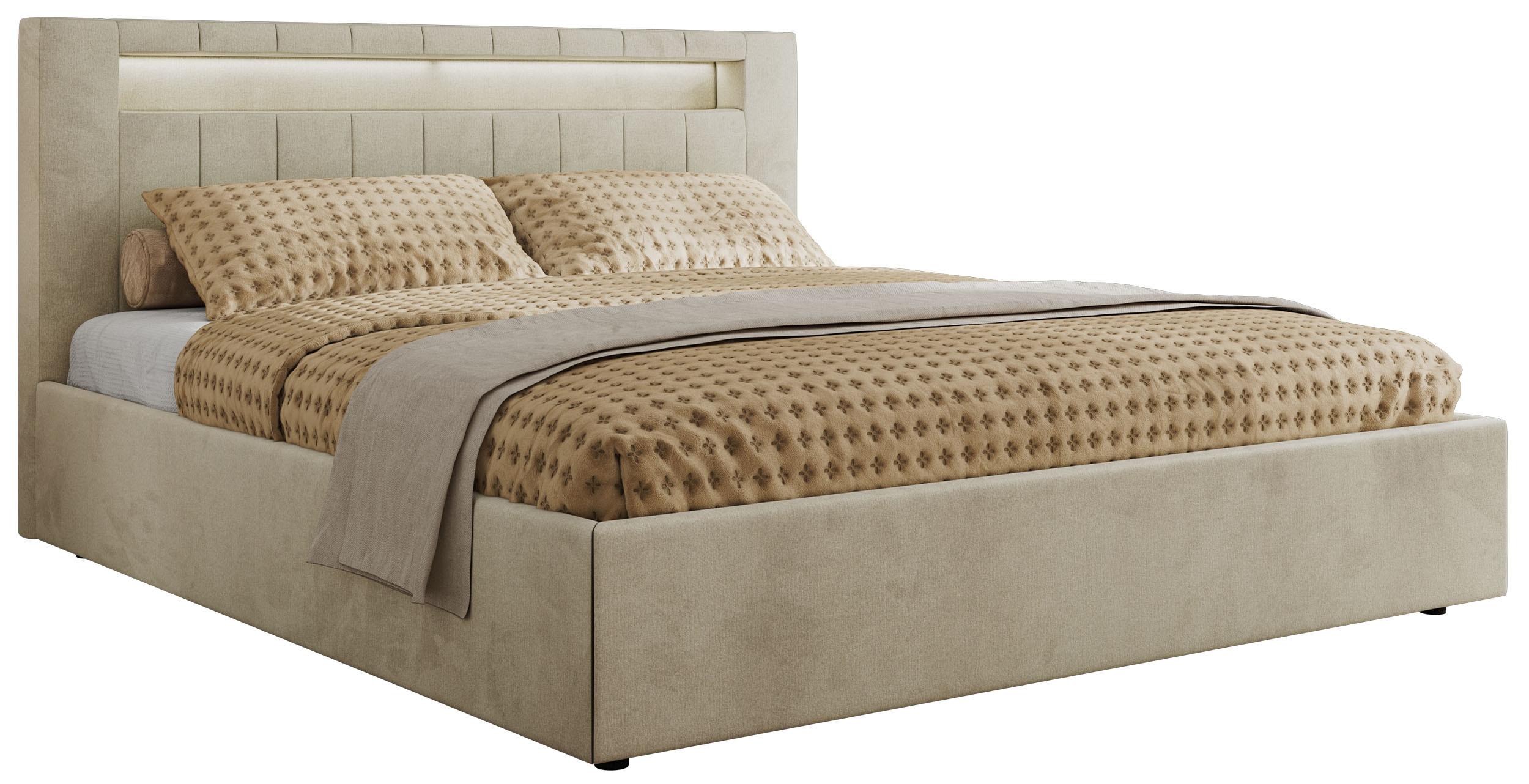 wohnli-moebel-suche-800001299458-1 POLSTERBETT GOLD 5 CLASSIC 180/200 - Beige Velvet - Multipocket-Matratze Textil MKS Möbel > Betten > Polsterbetten Beige
