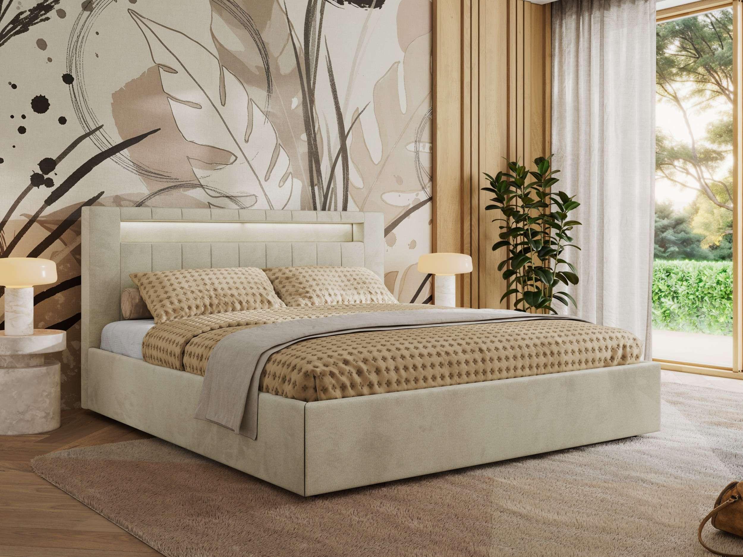 wohnli-moebel-suche-800001299458 Wohnli Möbelsuche - POLSTERBETT GOLD 5 CLASSIC 180/200 - Beige Velvet - Multipocket-Matratze