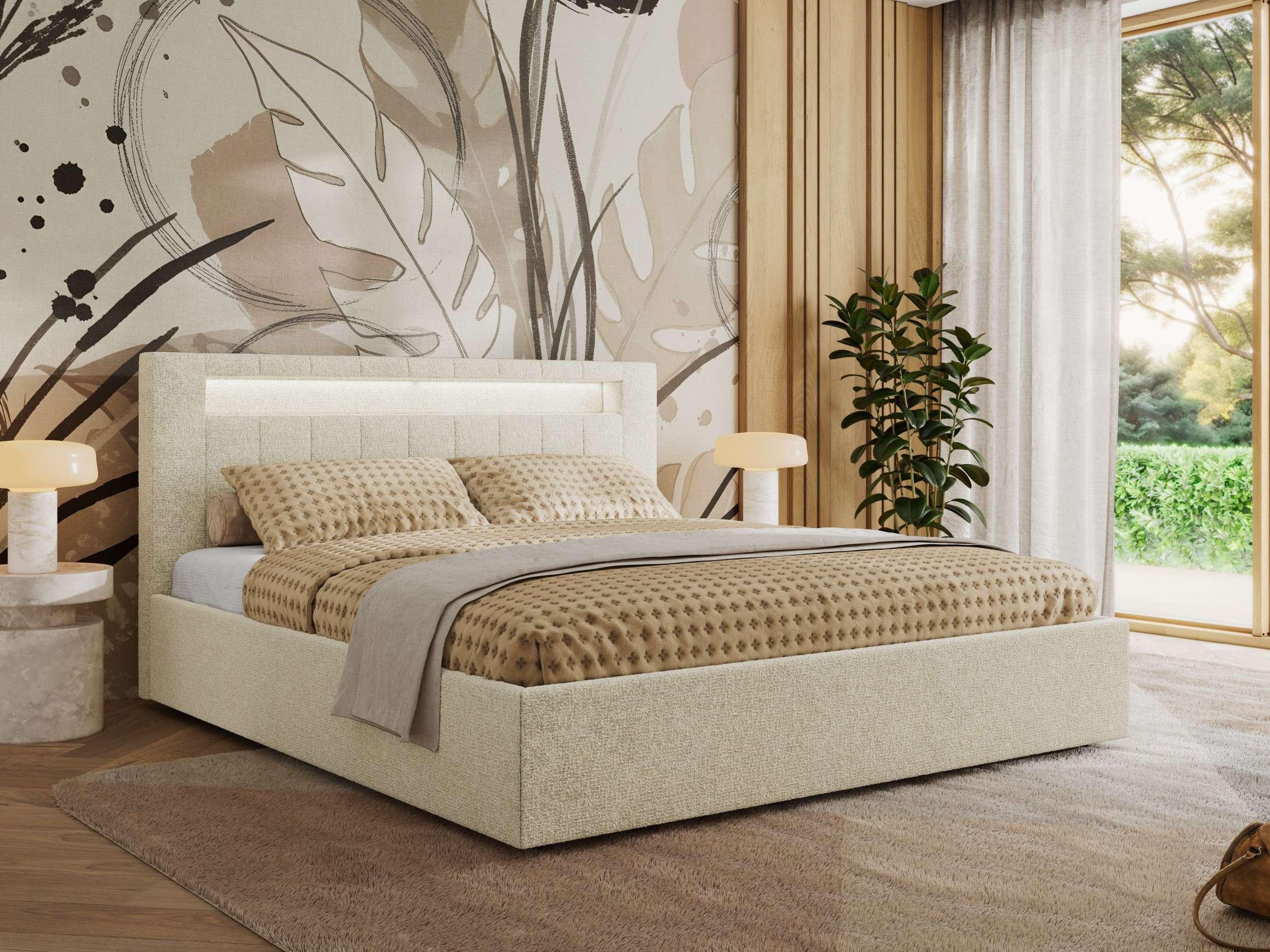 wohnli-moebel-suche-800001299464 Wohnli Möbelsuche - POLSTERBETT GOLD 5 CLASSIC 200/200 - Creme Strukture - Pocket-Matratze