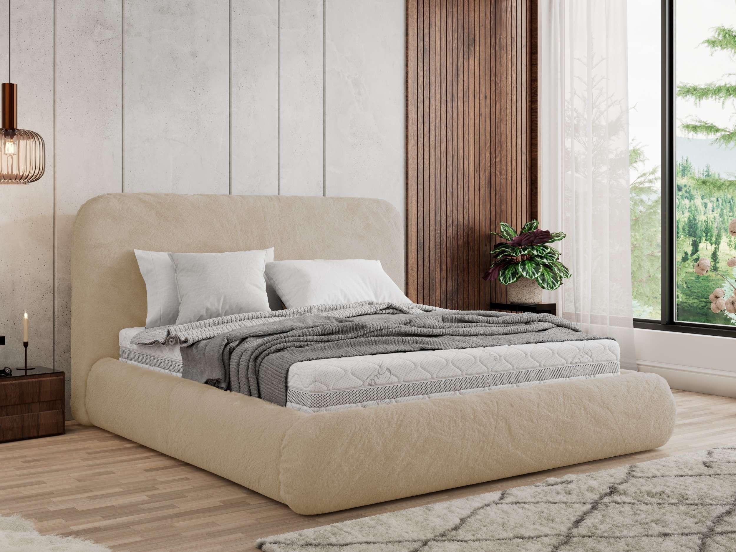 POLSTERBETT BENEA CLASSIC 160/200 - Creme Plüsch - Pocket-Matratze Textil MKS Möbel > Betten > Polsterbetten Weiß
