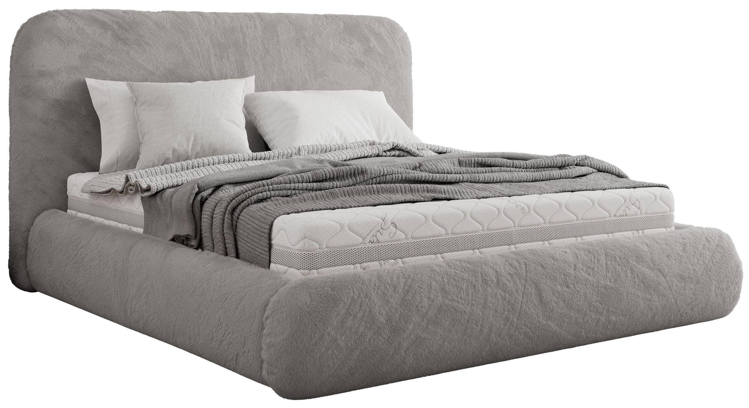 Wohnli Möbelsuche - POLSTERBETT BENEA CLASSIC 140/200 - Hellgrau Plüsch - Schaum-Matratze