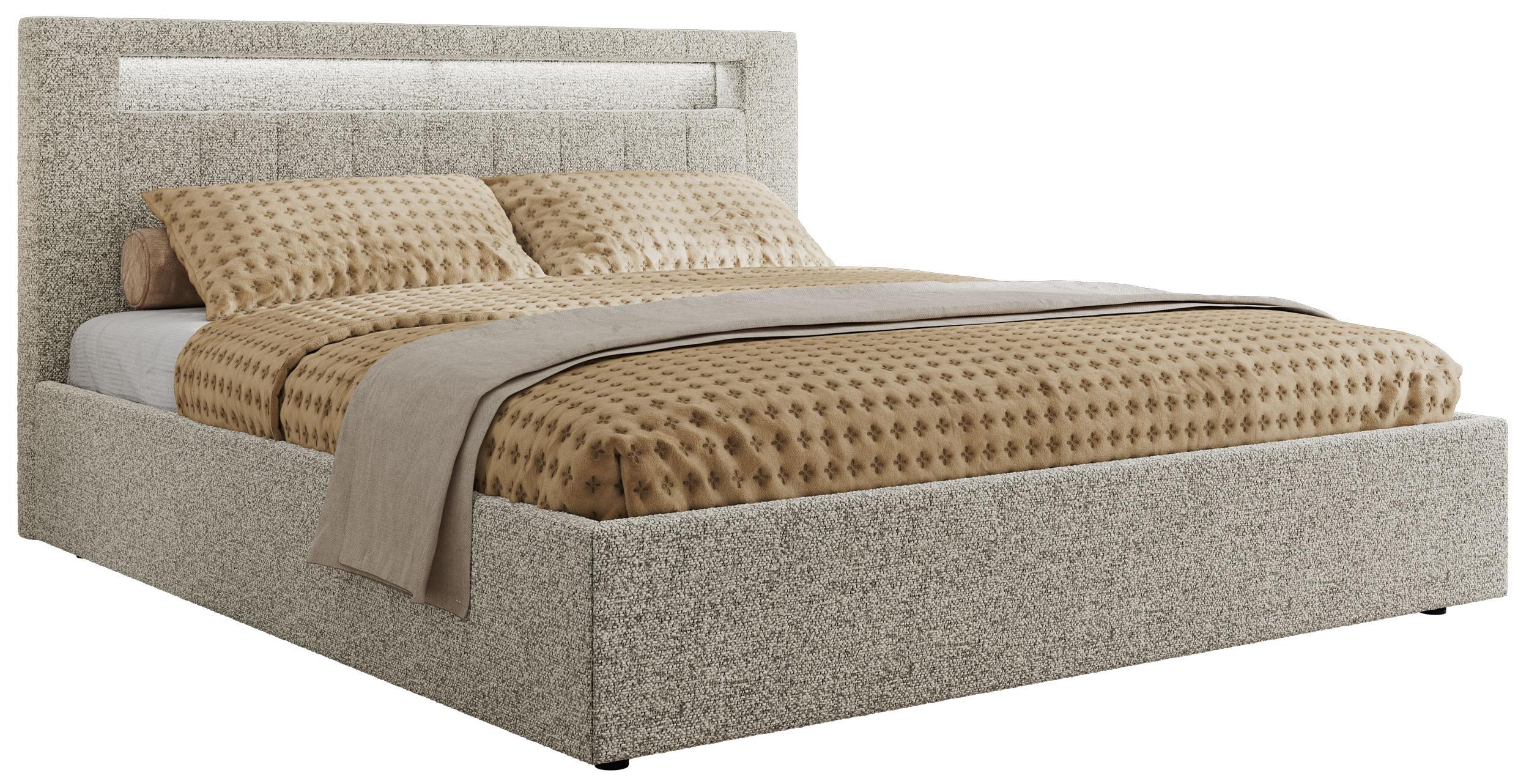 wohnli-moebel-suche-800001299525-1 POLSTERBETT GOLD 5 CLASSIC 200/200 - Hellgrau Strukture - Multipocket-Matratze Textil MKS Möbel > Betten > Polsterbetten Grau