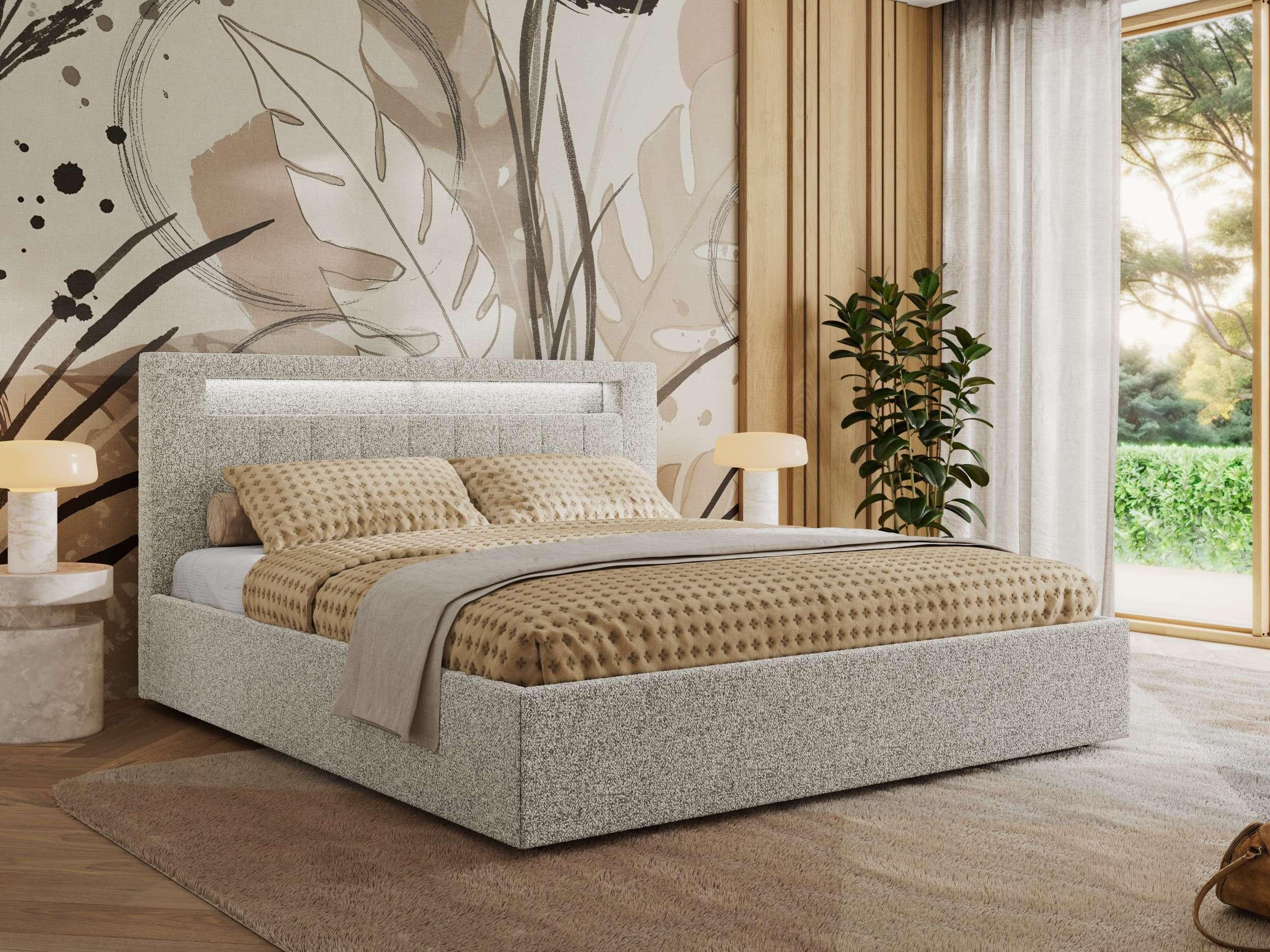 wohnli-moebel-suche-800001299525 Wohnli Möbelsuche - POLSTERBETT GOLD 5 CLASSIC 200/200 - Hellgrau Strukture - Multipocket-Matratze
