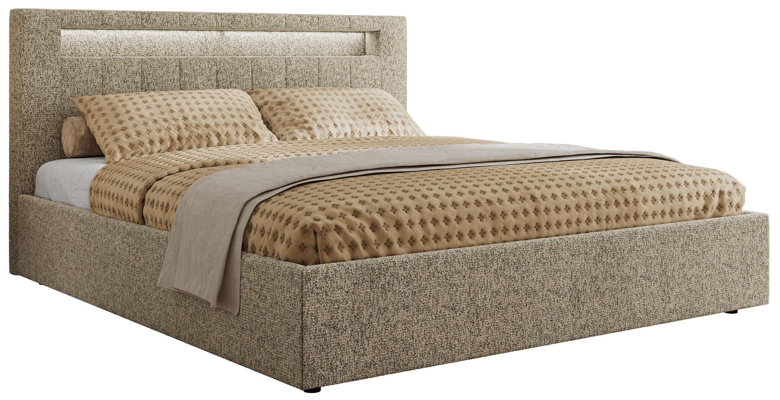 POLSTERBETT GOLD 5 CLASSIC 200/200 - Dunkelbeige Strukture - Pocket-Matratze Textil MKS Möbel > Betten > Polsterbetten Taupe