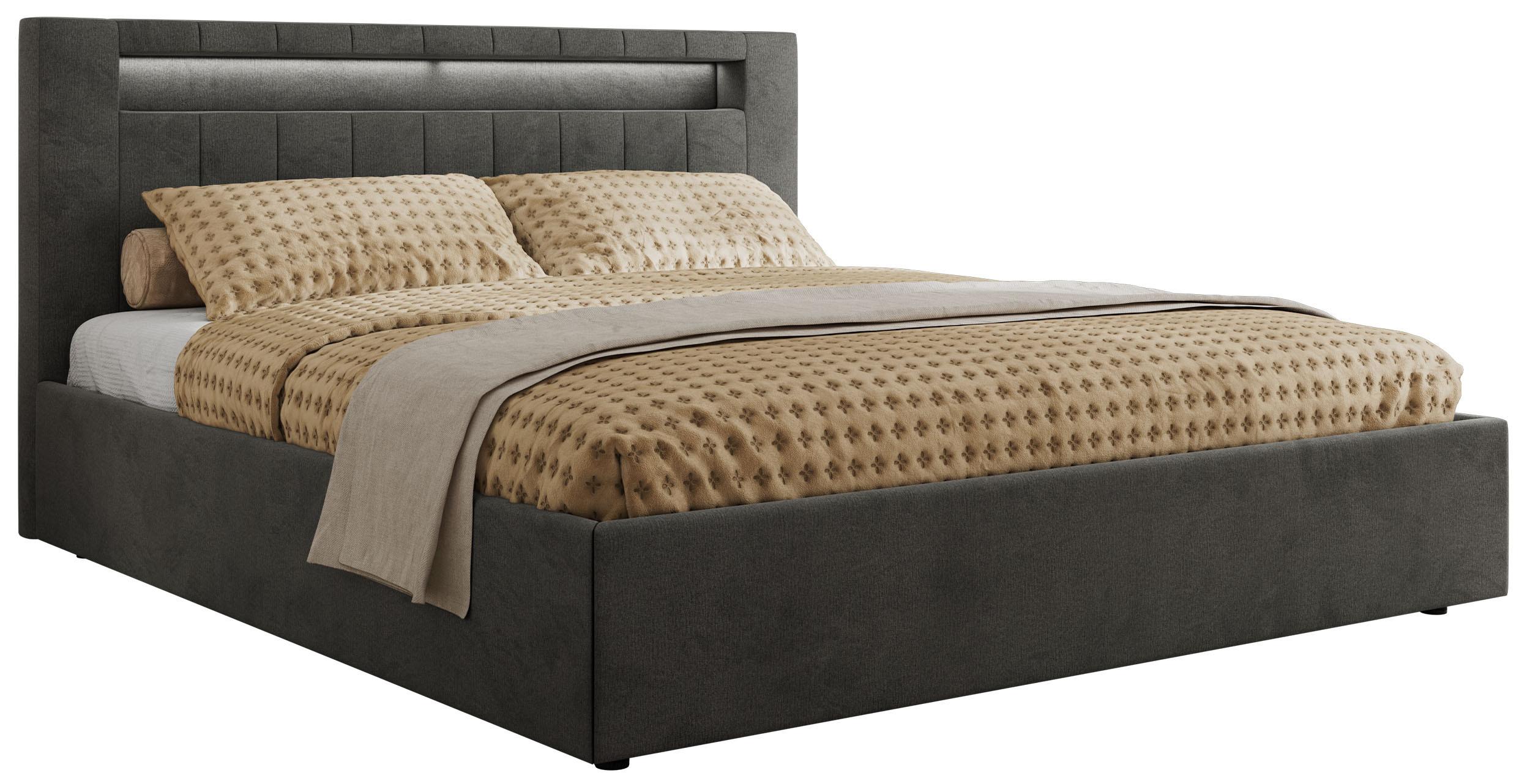 POLSTERBETT GOLD 5 CLASSIC 200/200 - Dunkelgrau Velvet - Pocket-Matratze Textil MKS Möbel > Betten > Polsterbetten Grau