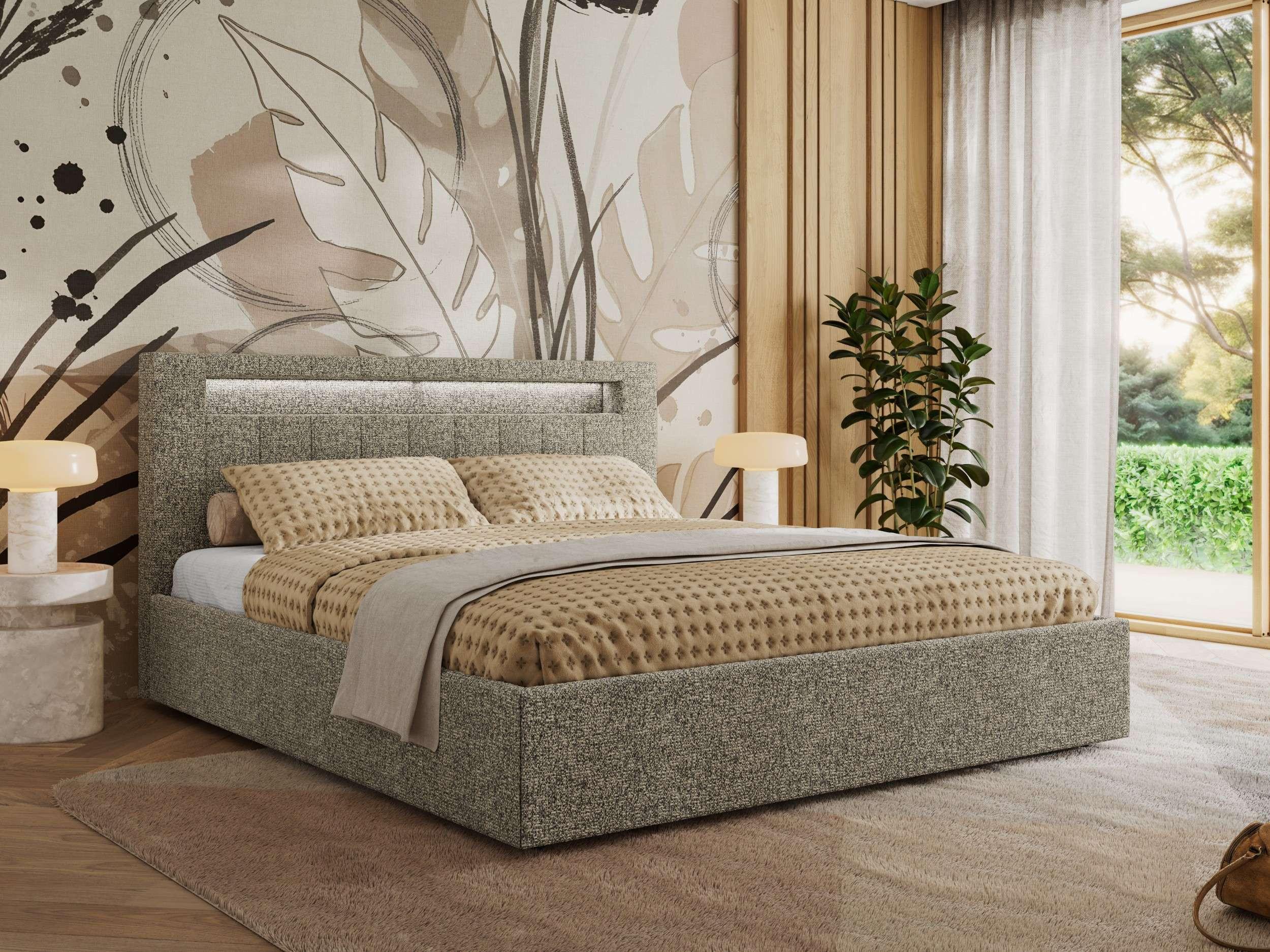 wohnli-moebel-suche-800001299546 Wohnli Möbelsuche - POLSTERBETT GOLD 5 CLASSIC 200/200 - Grau Strukture - Pocket-Matratze