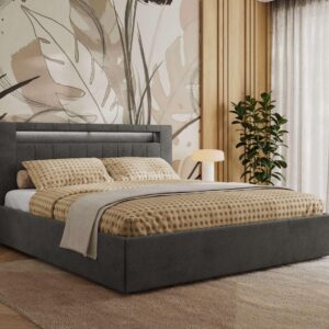 wohnli-moebel-suche-800001299589 Wohnli Möbelsuche - POLSTERBETT GOLD 5 CLASSIC 200/200 - Dunkelgrau Velvet - ohne Matratze