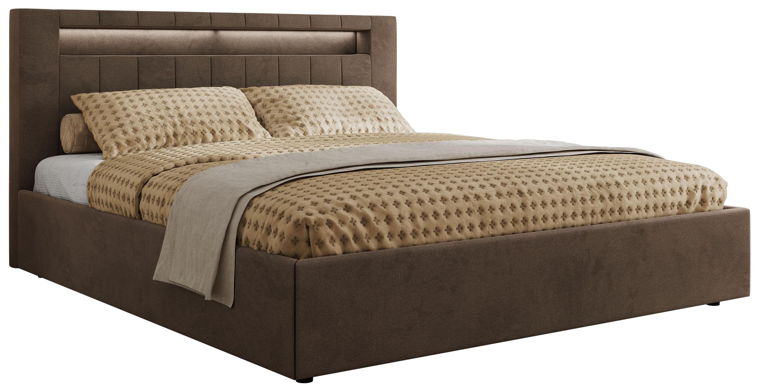 POLSTERBETT GOLD 5 CLASSIC 200/200 - Braun Velvet - Schaum-Matratze Textil MKS Möbel > Betten > Polsterbetten Braun