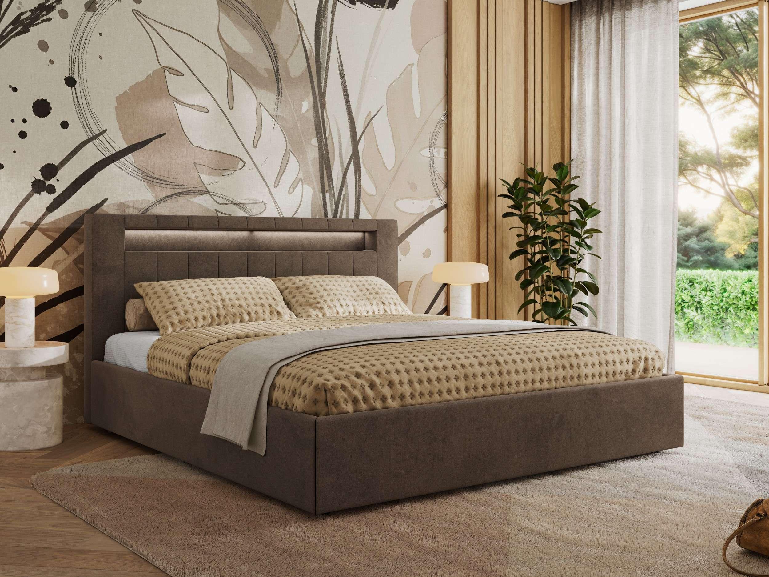 wohnli-moebel-suche-800001299611 Wohnli Möbelsuche - POLSTERBETT GOLD 5 CLASSIC 200/200 - Braun Velvet - Schaum-Matratze