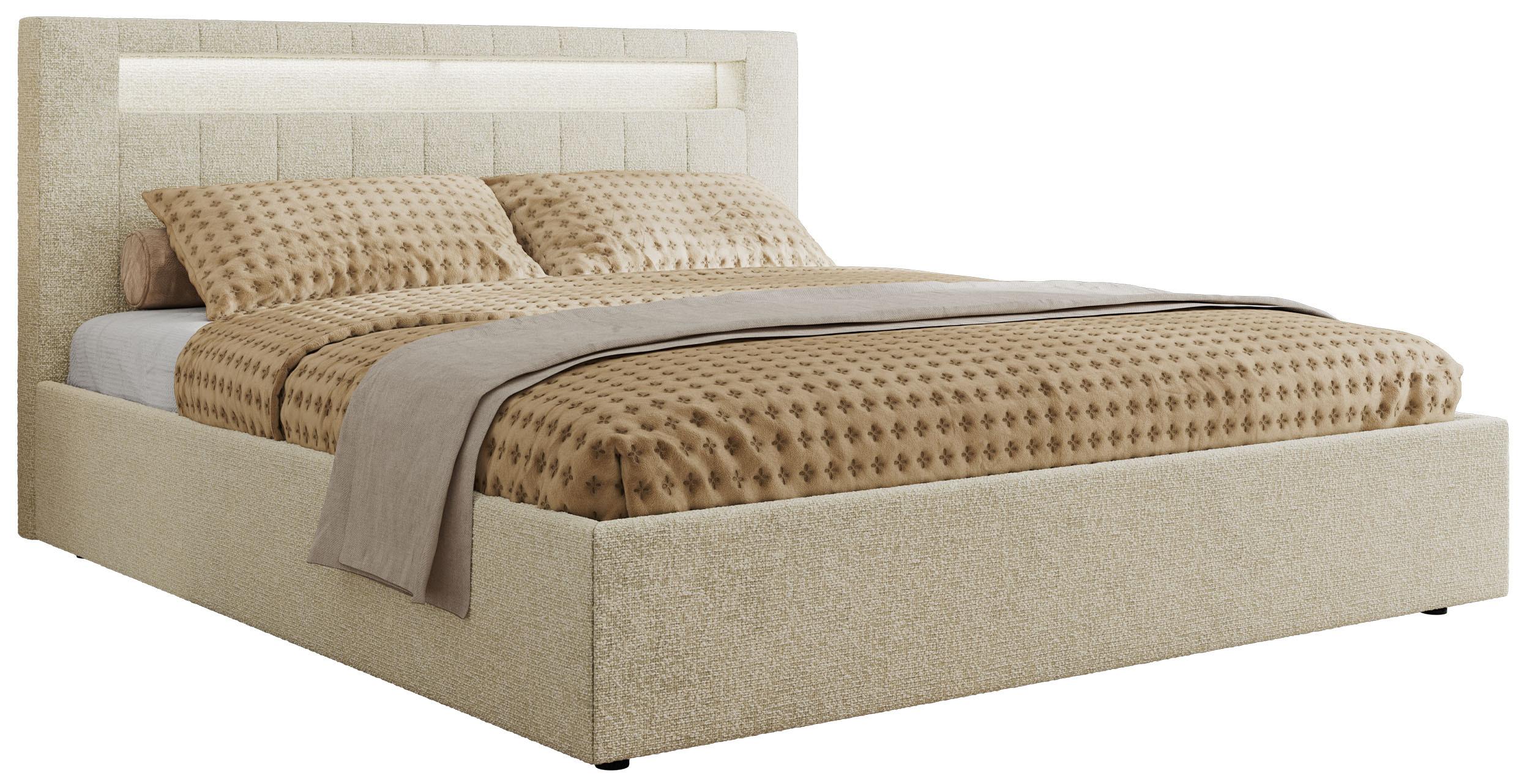 POLSTERBETT GOLD 5 CLASSIC 160/200 - Creme Strukture - ohne Matratze Textil MKS Möbel > Betten > Polsterbetten Weiß