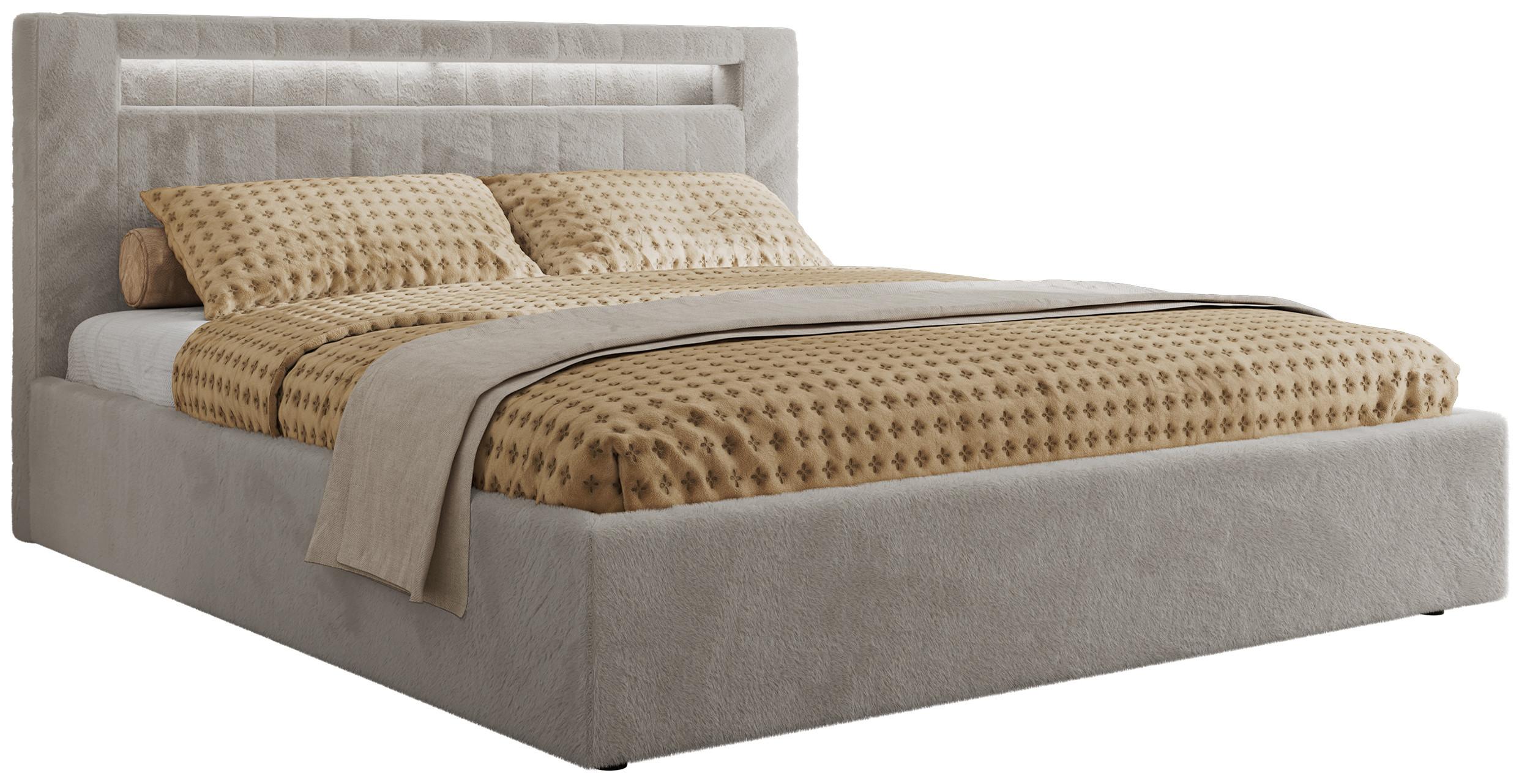 wohnli-moebel-suche-800001299629-1 POLSTERBETT GOLD 5 CLASSIC 160/200 - Hellgrau Plüsch - Multipocket-Matratze Textil MKS Möbel > Betten > Polsterbetten Grau